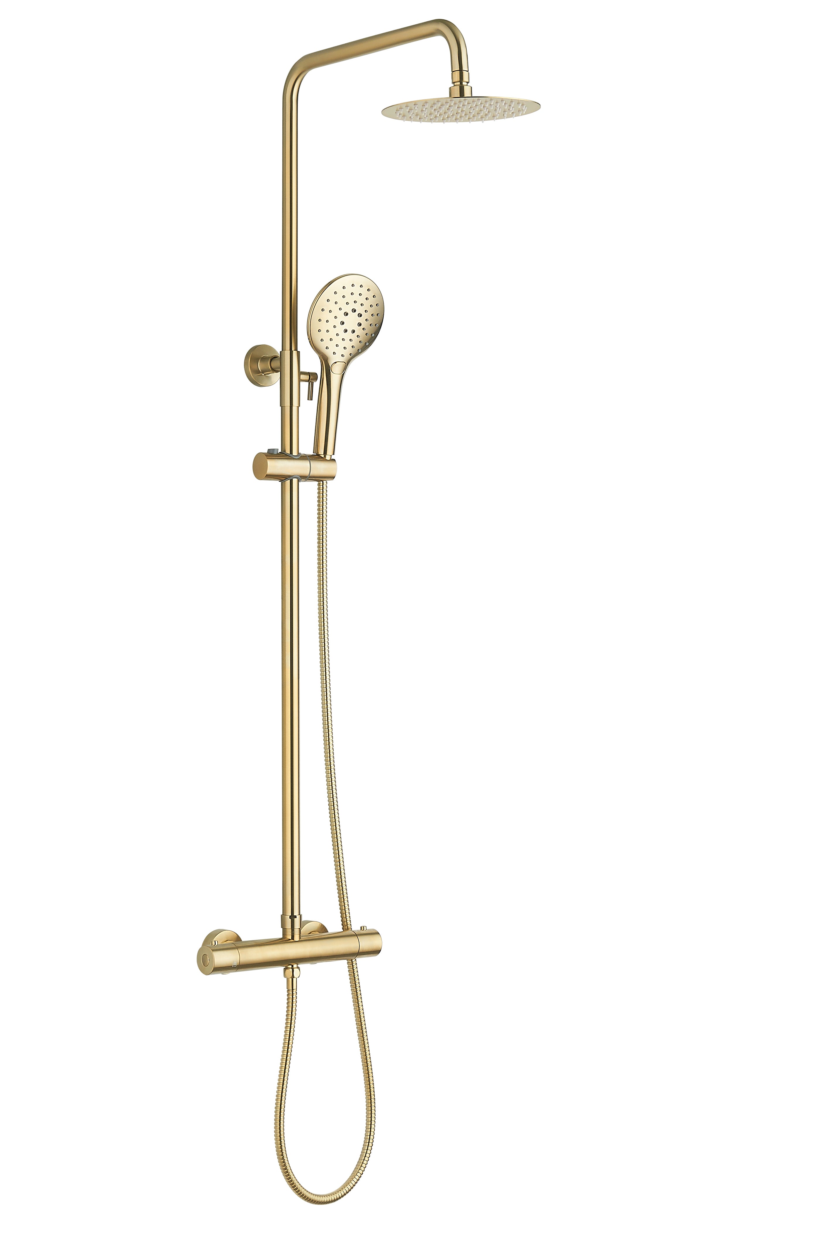 Menai Premium Round Thermostatic Overhead Shower Kit - Brushed Brass