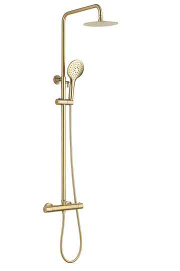 Menai Premium Round Thermostatic Overhead Shower Kit - Brushed Brass