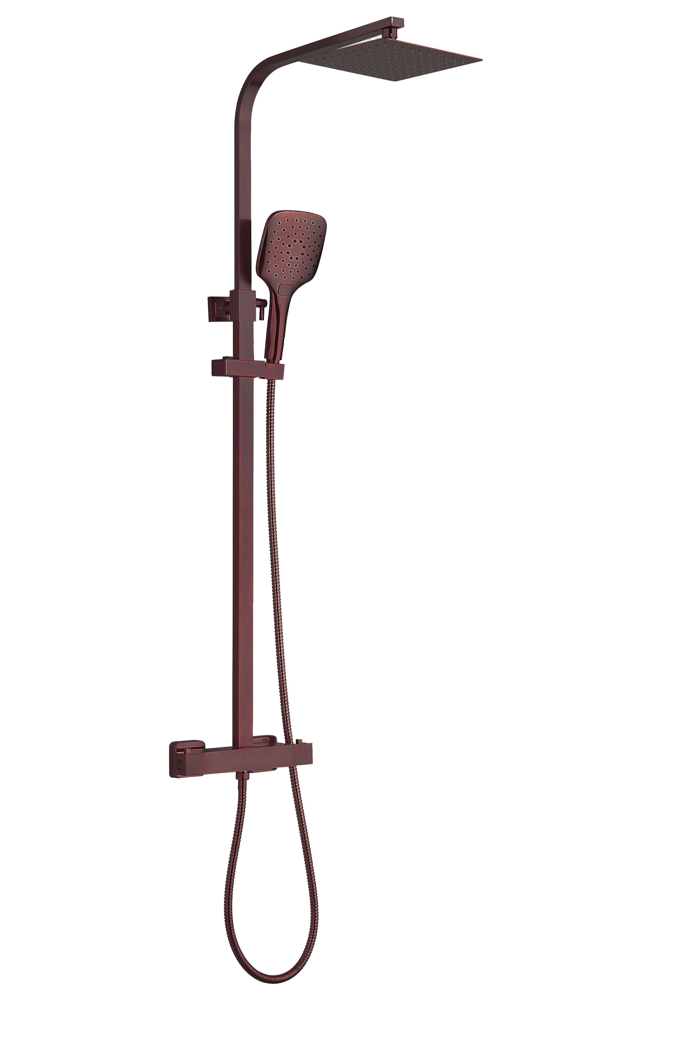 Menai Premium Square Thermostatic Overhead Shower Kit - Brushed Bronze