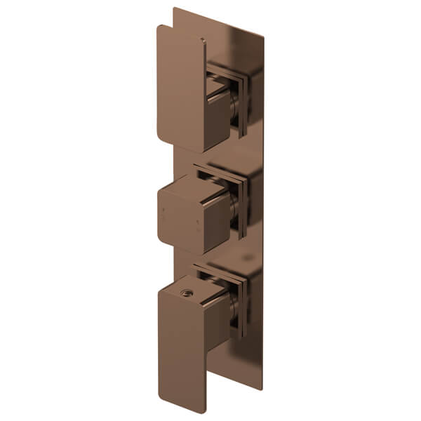 Nuie Windon Concealed Thermostatic Shower Valve - Rectangular Trim - 3 Control