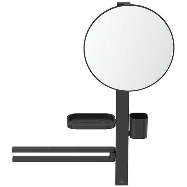 Ideal Standard ALU+ Round Makeup and Shaving Mirror with Towel Holder