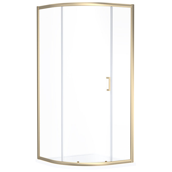 Nuie Rene Quadrant Shower Enclosure with Handle - 900 x 900mm - Aluminium Frame