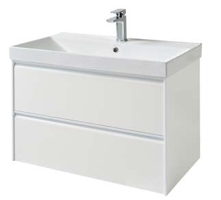 Moon 800mm 2 Drawer Wall Mounted Unit With Ceramic Basin – Matt White - Tuskan Tiles