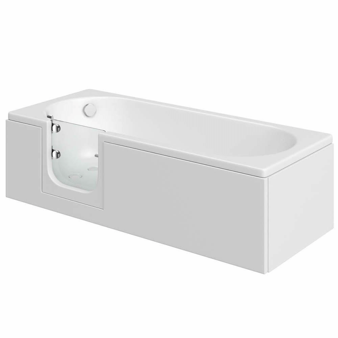 Tuskan Tiles Trojan Cascade Easy Access freestanding walk-in bath with slip-resistant surface, featuring a sleek modern design and accessible entry
