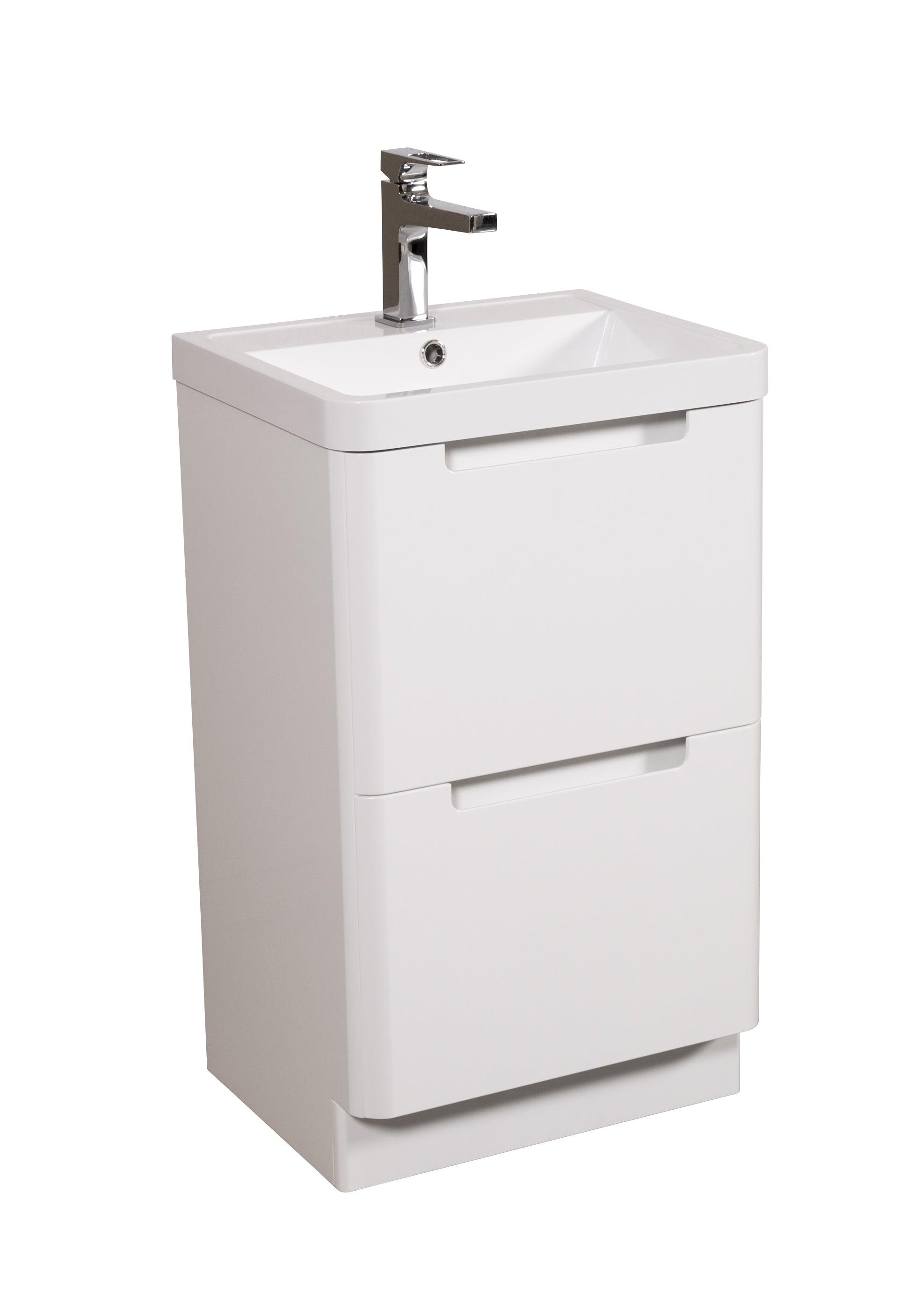 Monza 500mm Vanity & Basin White Gloss - Floor Standing
