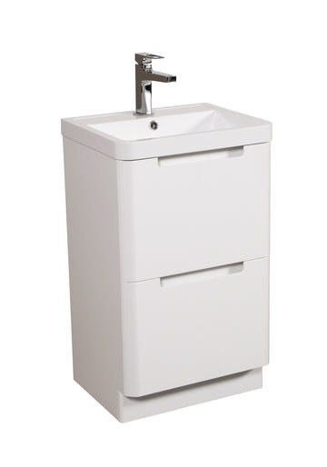 Monza 500mm Vanity & Basin White Gloss - Floor Standing
