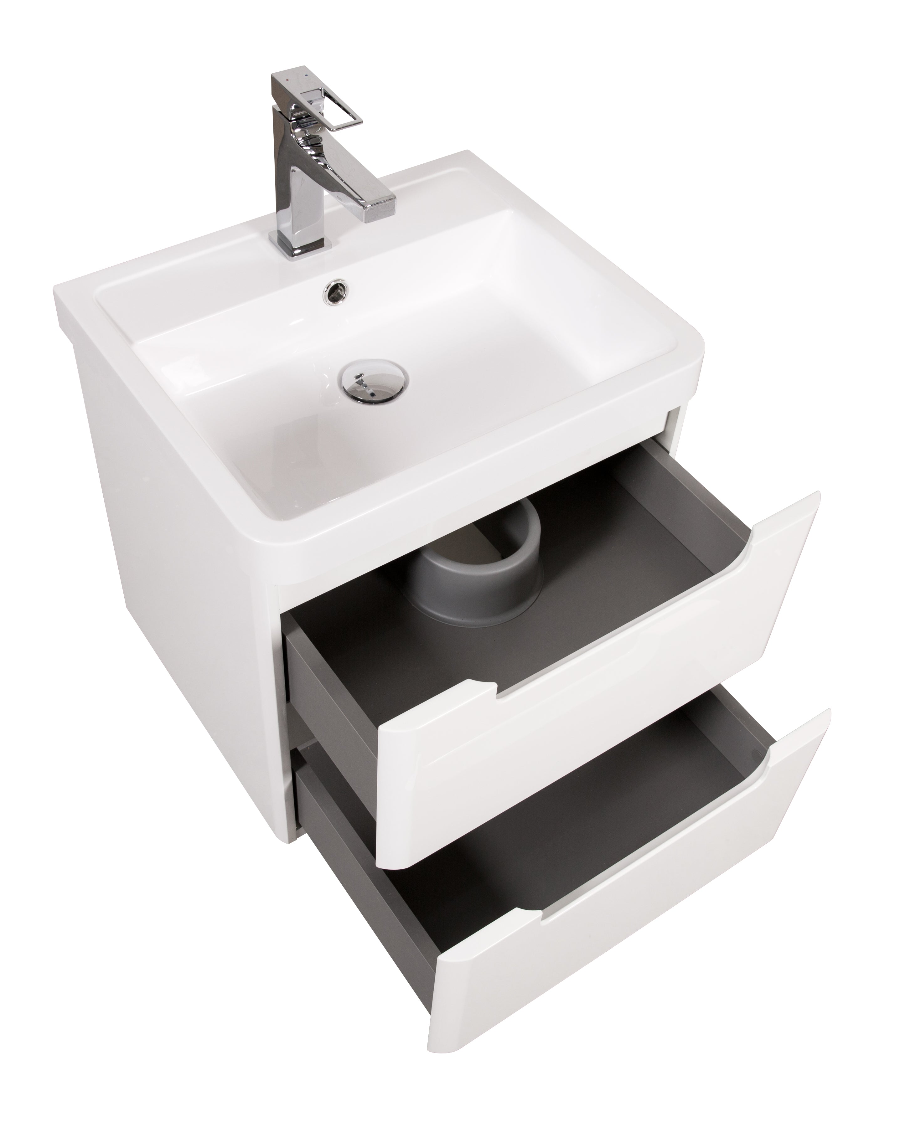 Monza 500mm Vanity & Basin White Gloss - Floor Standing