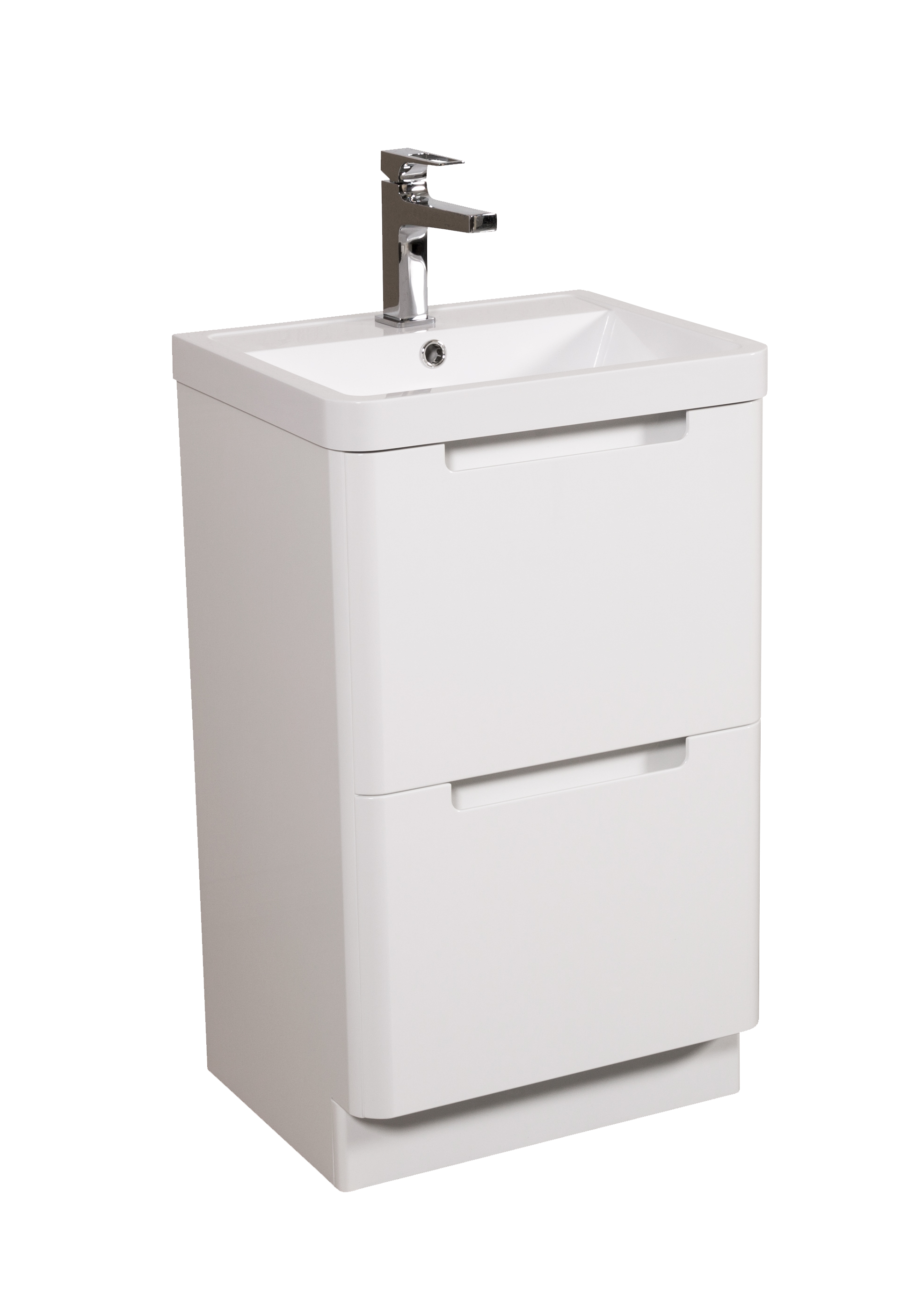 Monza 500mm Vanity & Basin White Gloss - Floor Standing