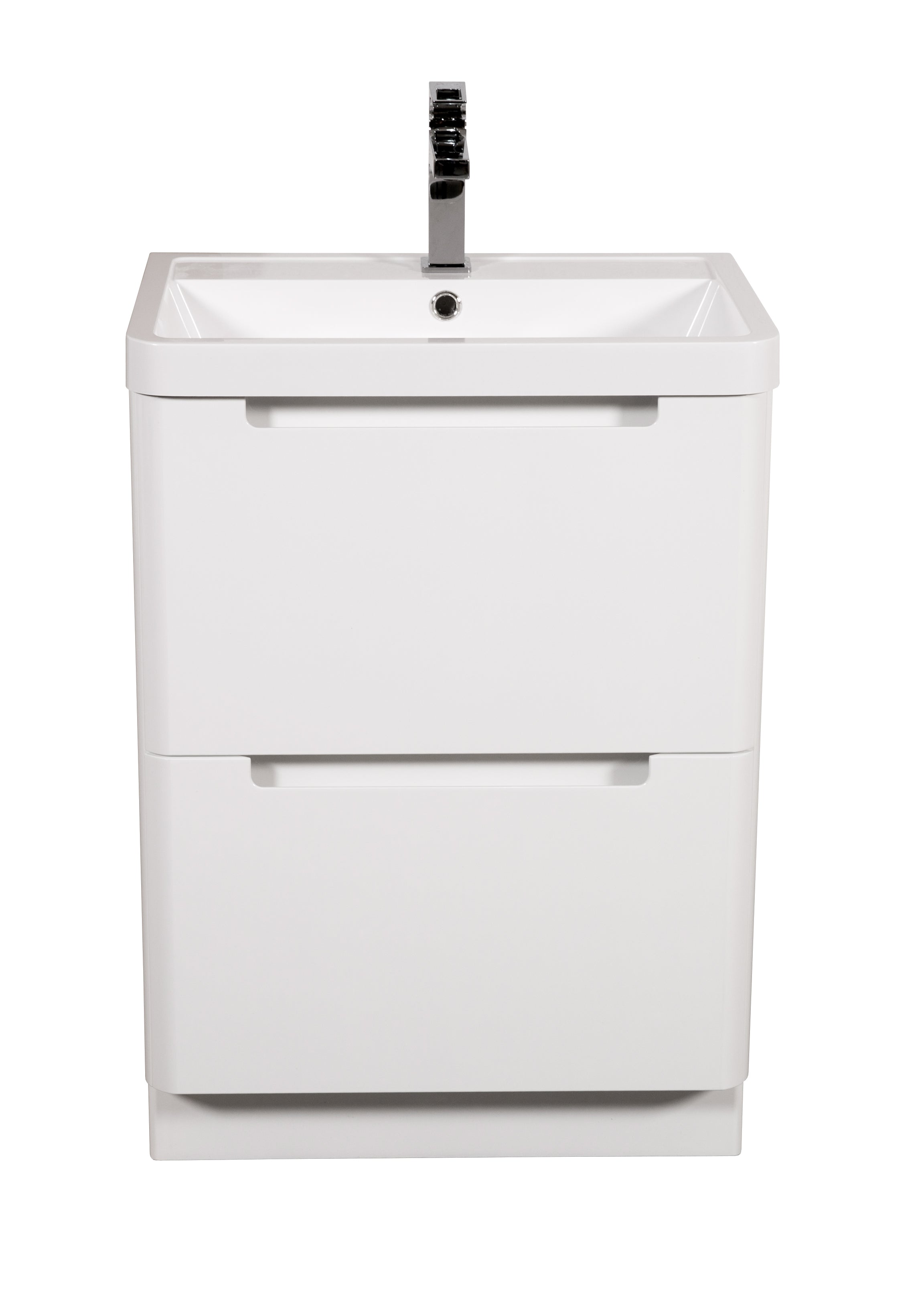 Monza 600mm Vanity & Basin White Gloss - Floor Standing