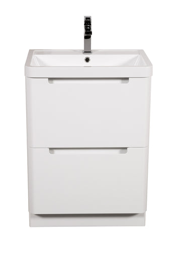 Monza 600mm Vanity & Basin White Gloss - Floor Standing