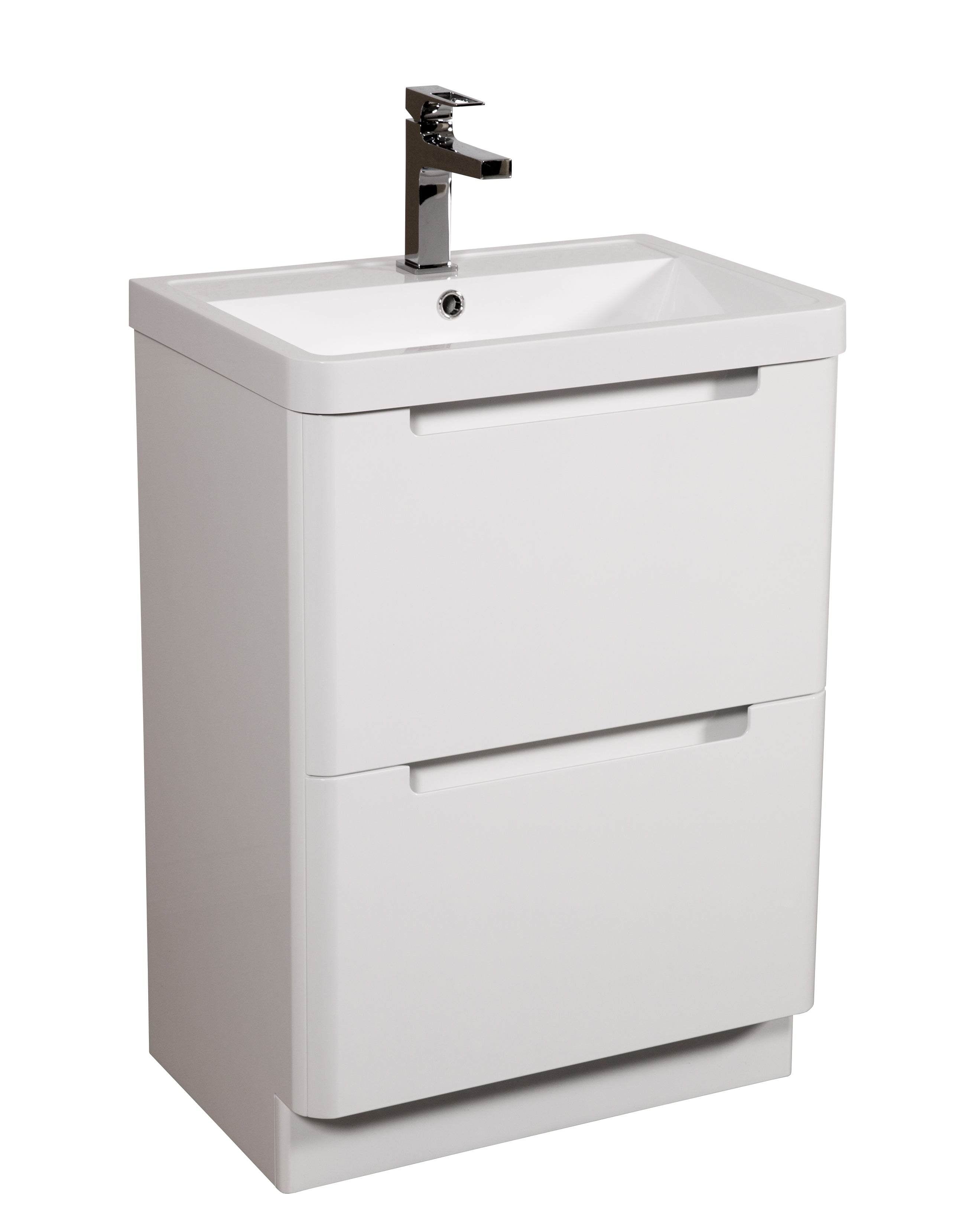 Monza 600mm Vanity & Basin White Gloss - Floor Standing