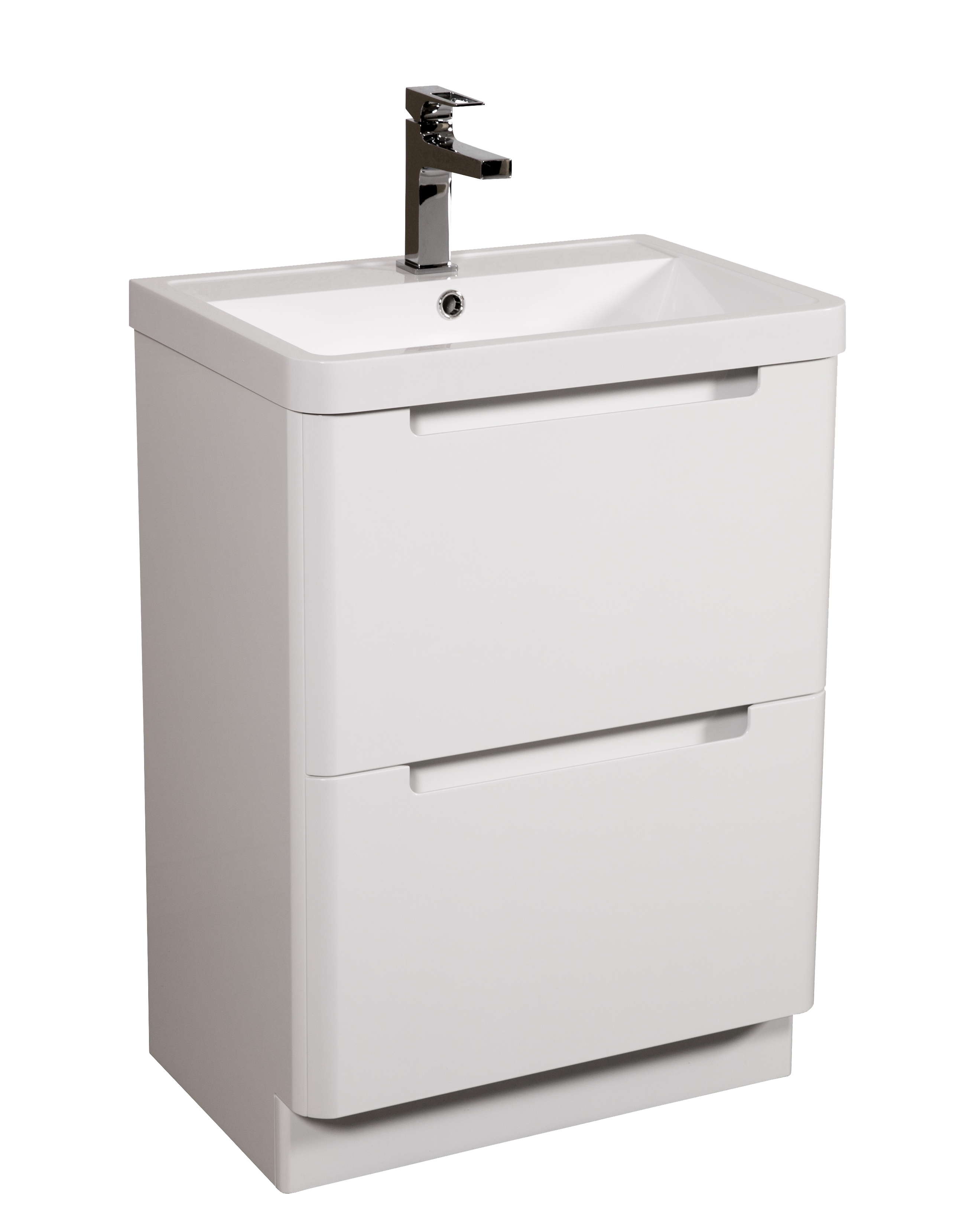 Monza 600mm Vanity & Basin White Gloss - Floor Standing
