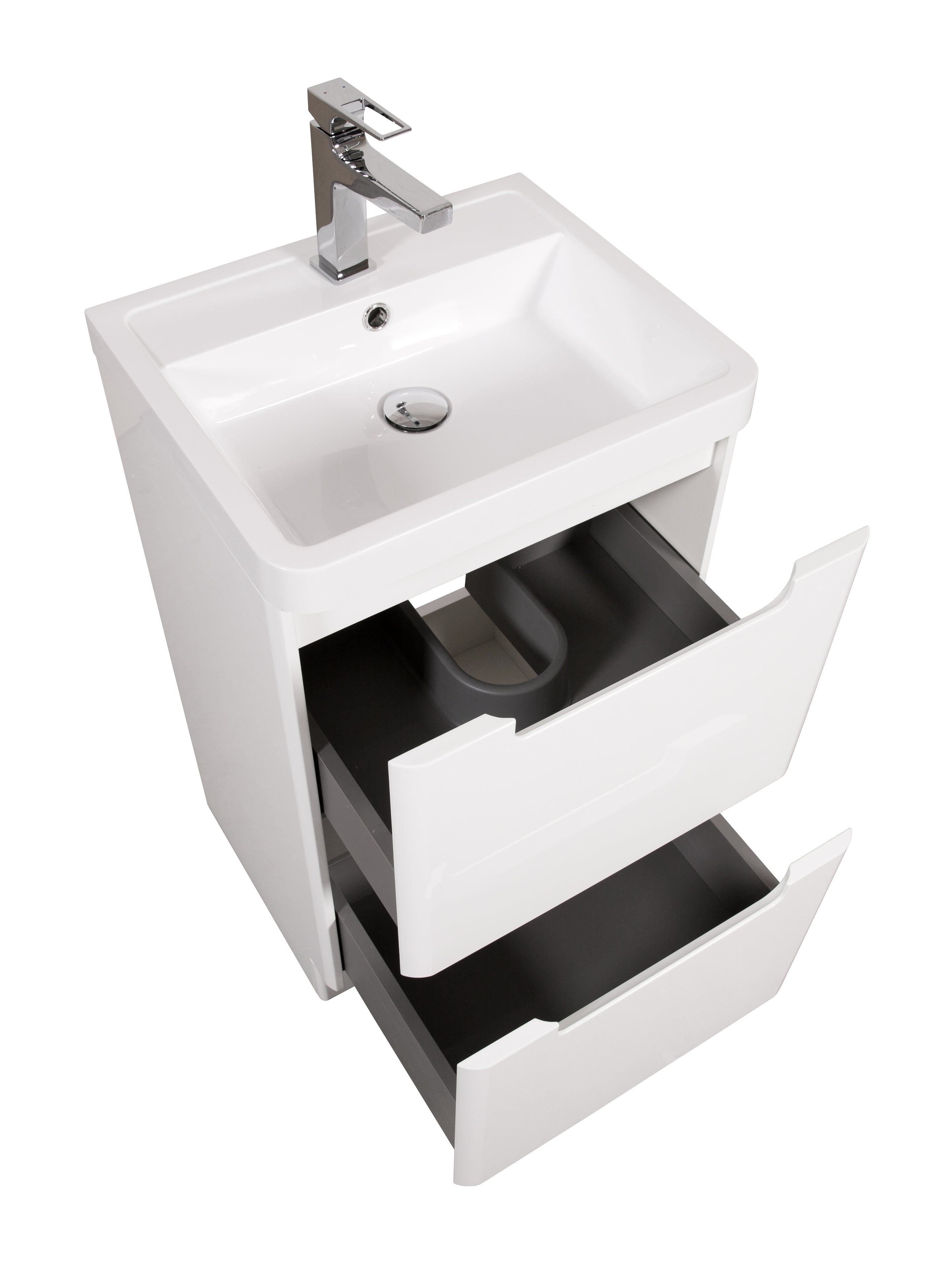 Monza 500mm Vanity & Basin White Gloss - Wall Hung