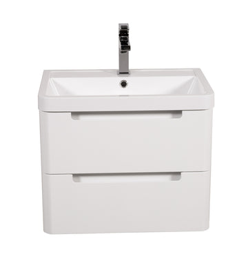 Monza 600mm Vanity & Basin White Gloss - Wall Hung
