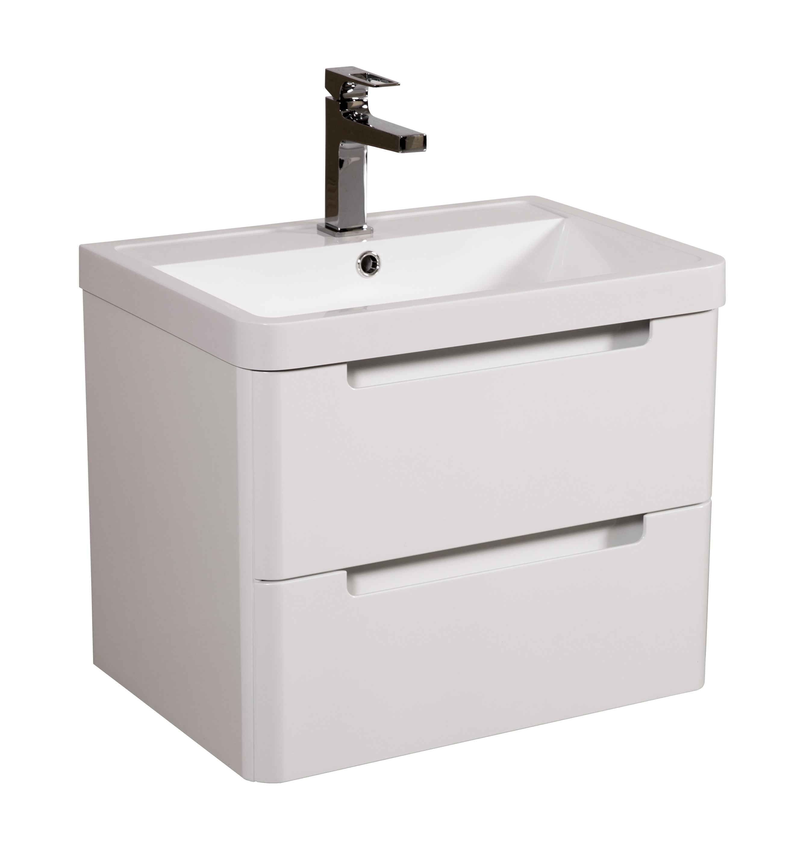 Monza 600mm Vanity & Basin White Gloss - Wall Hung