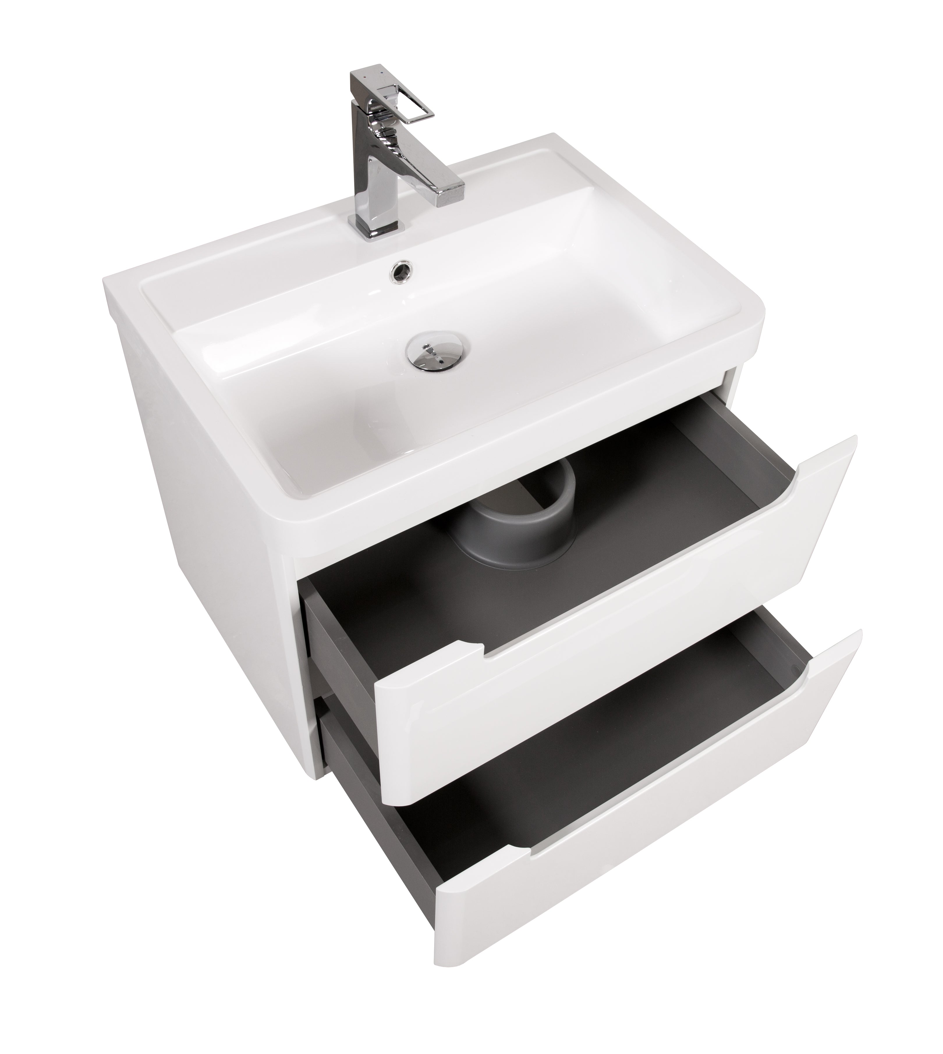 Monza 600mm Vanity & Basin White Gloss - Wall Hung