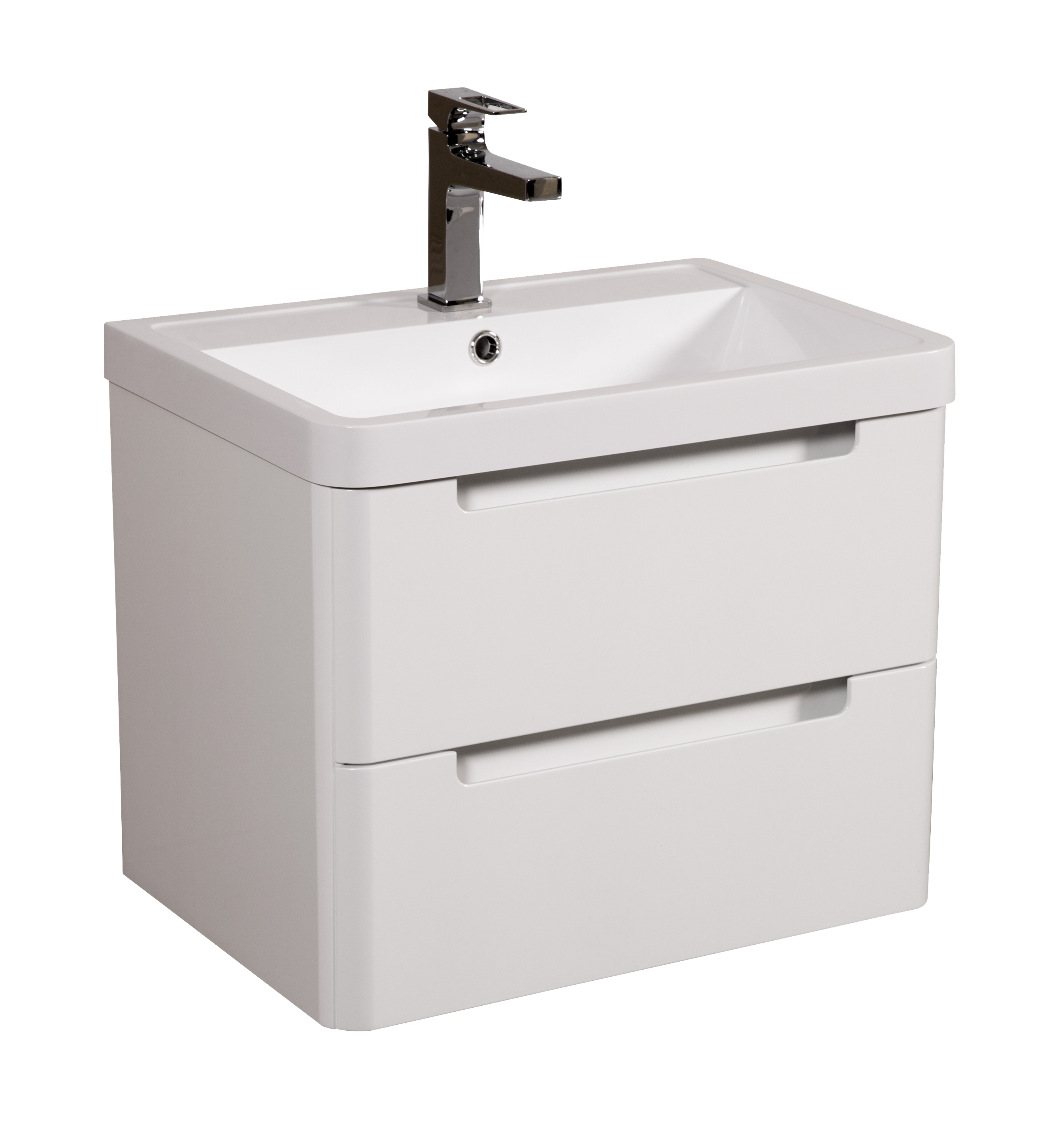 Monza 600mm Vanity & Basin White Gloss - Wall Hung