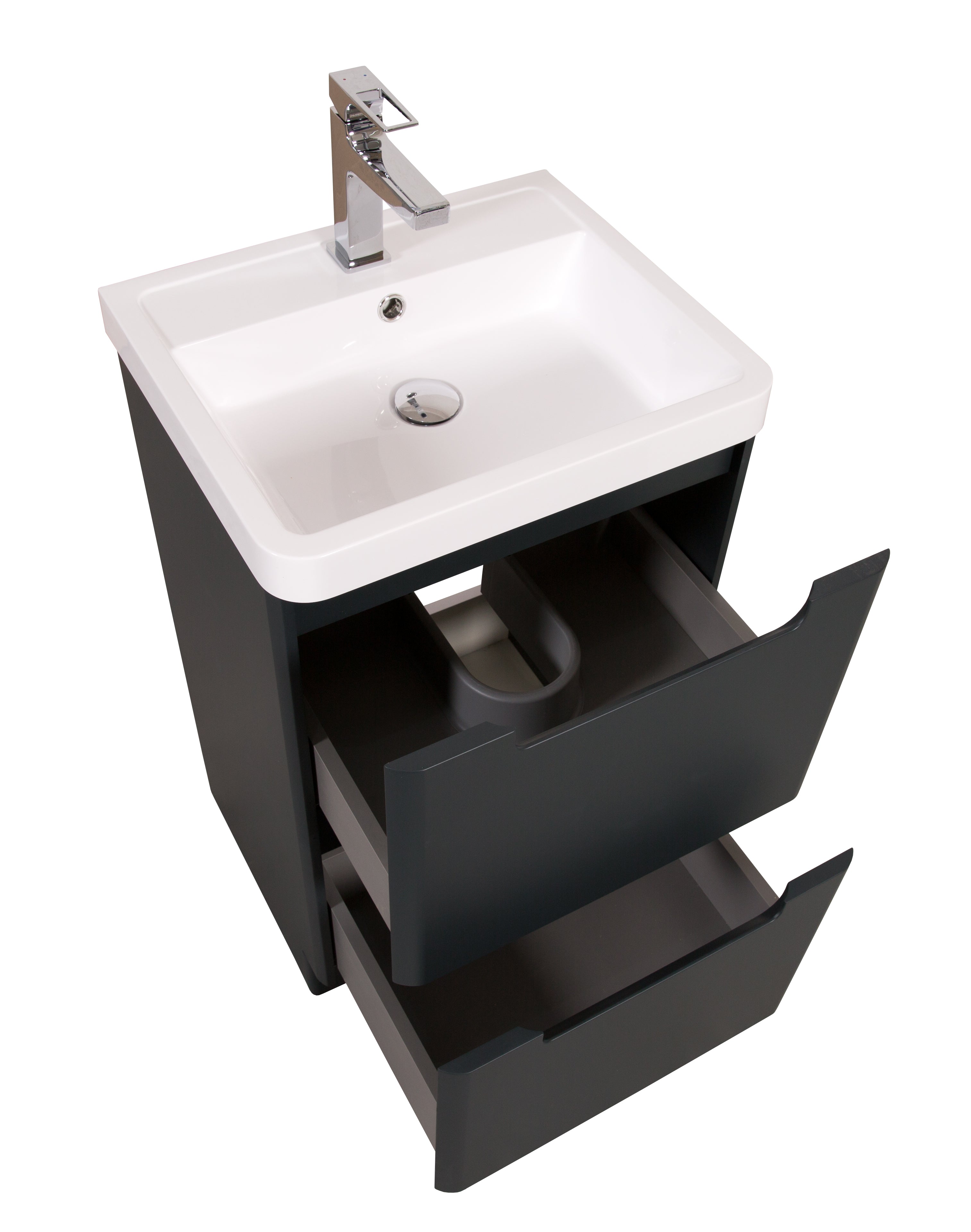Monza 500mm Vanity & Basin Shadow Grey - Floor Standing