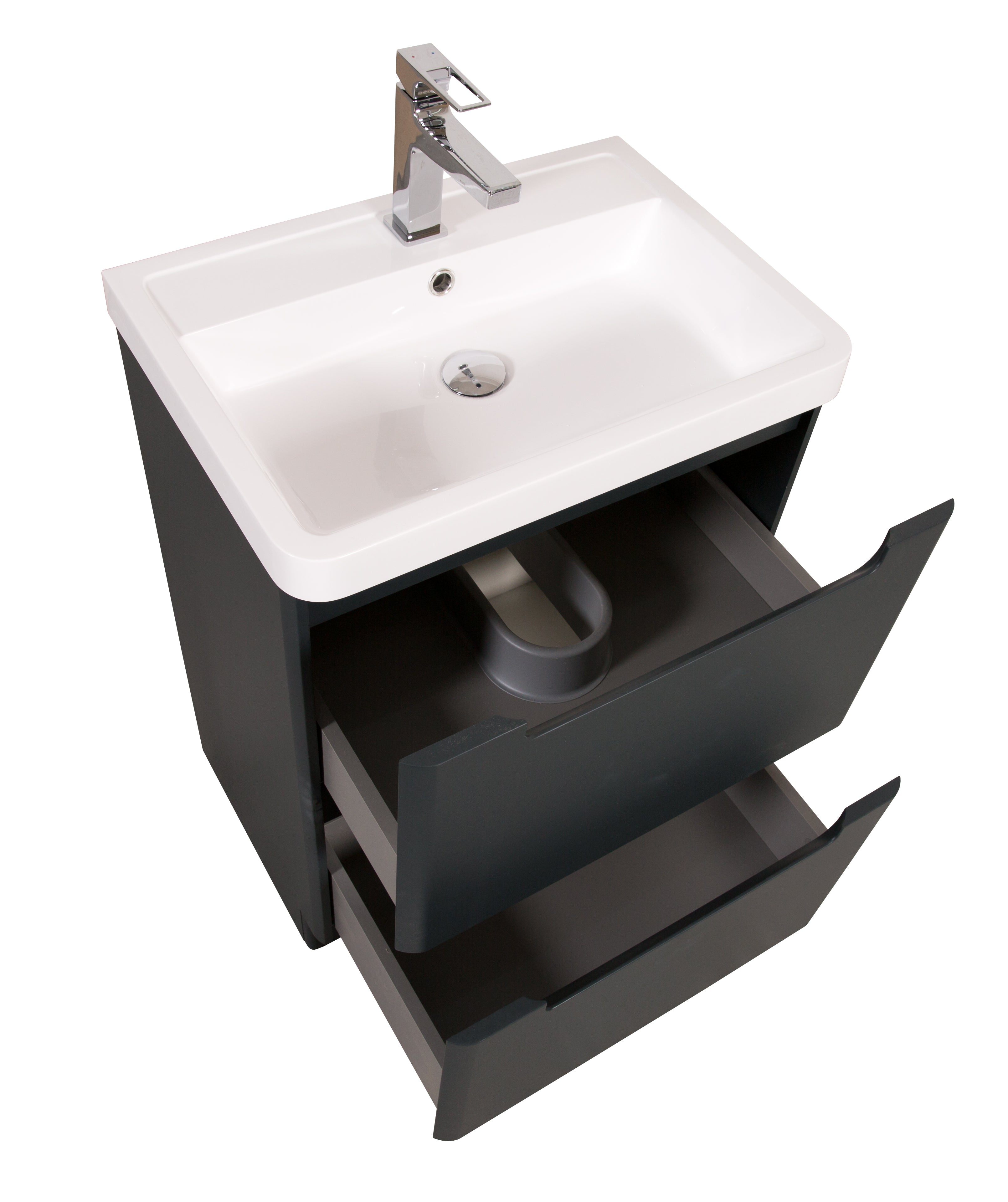 Monza 600mm Vanity & Basin Shadow Grey - Floor Standing