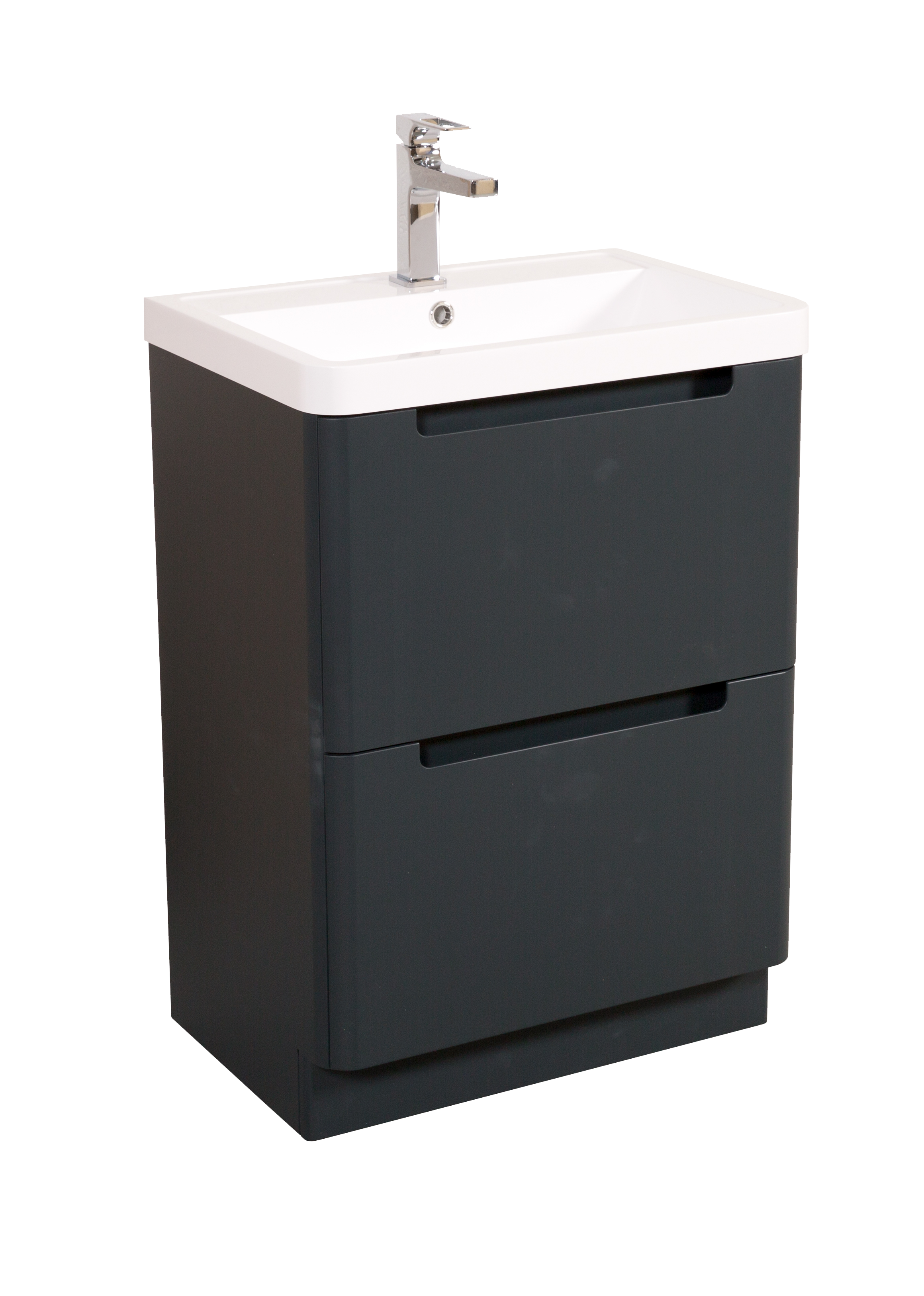 Monza 600mm Vanity & Basin Shadow Grey - Floor Standing