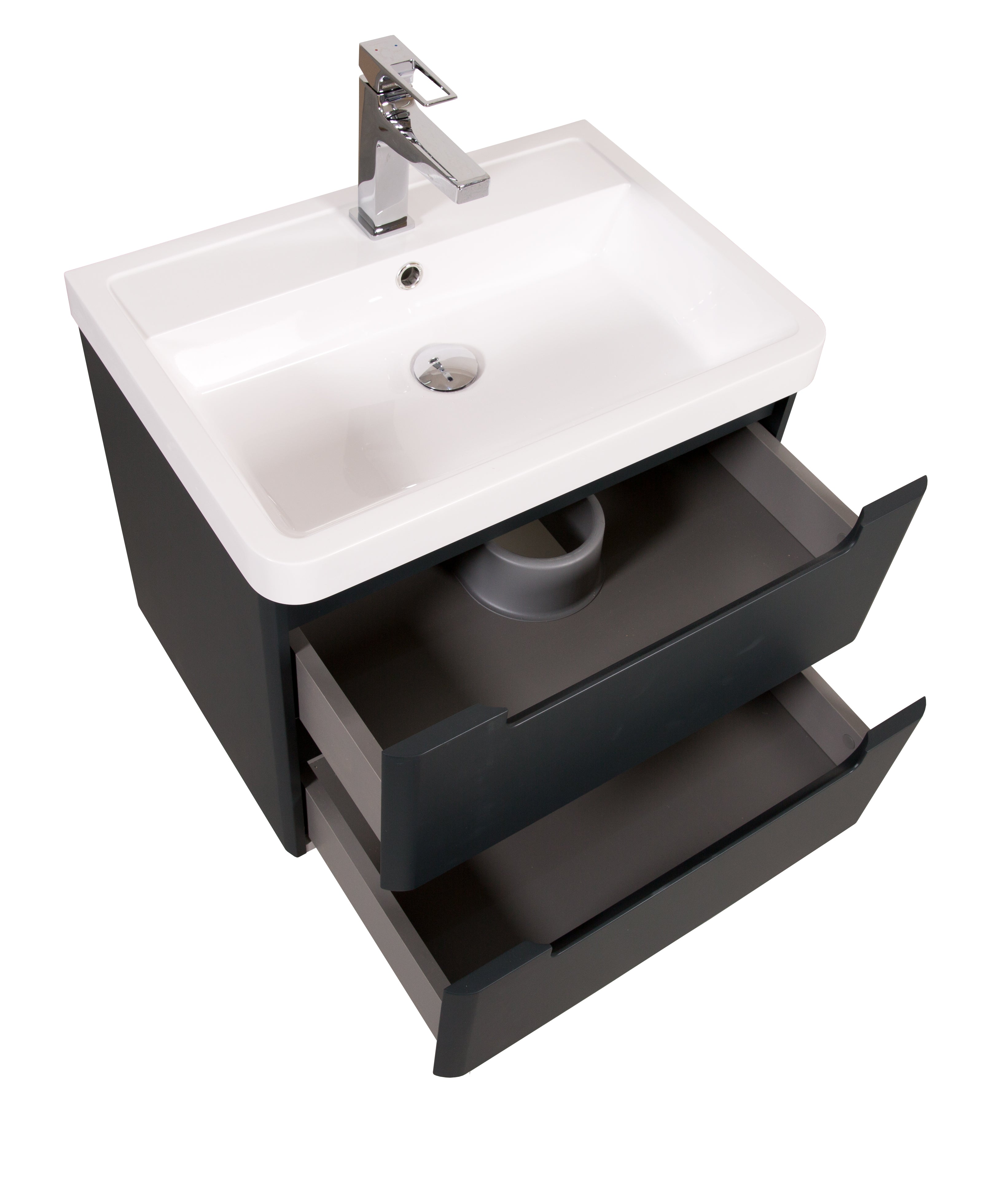 Monza 600mm Vanity & Basin Shadow Grey - Wall Hung