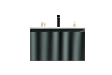 Flauto Smoked Sage 600mm Wall Hung Vanity & Matte Basin