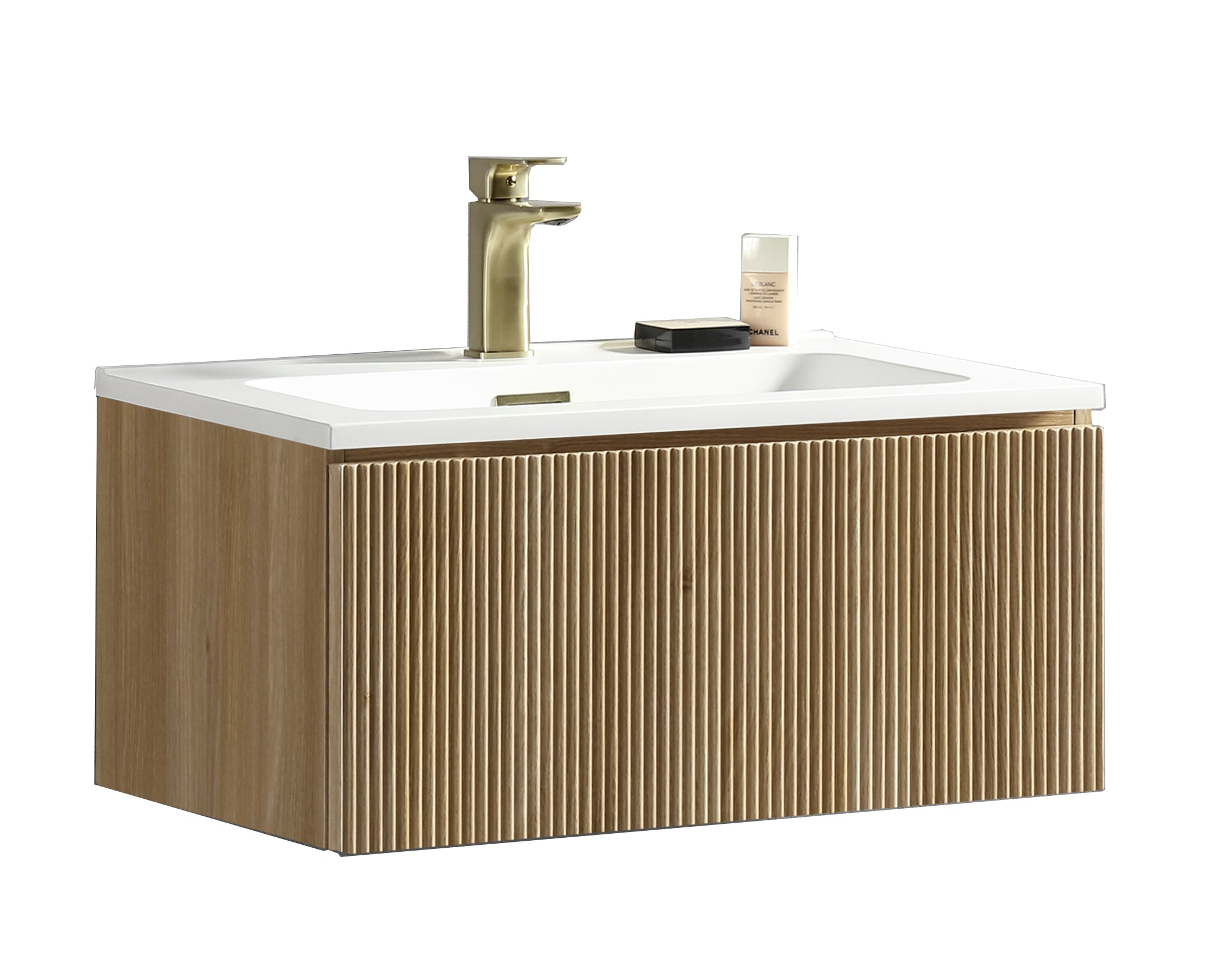 Flauto Country Oak 800mm Wall Hung Vanity & Matte Basin