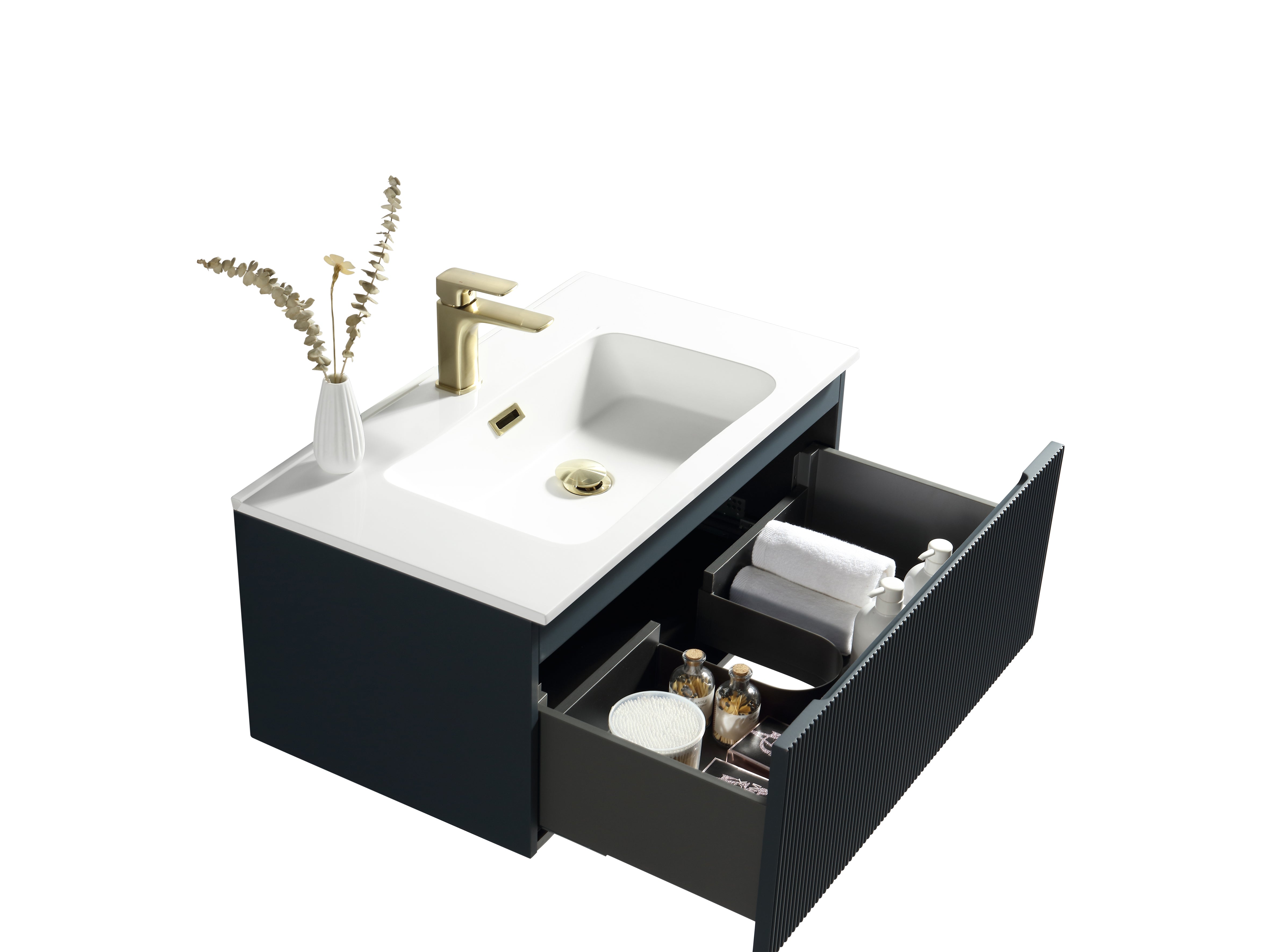 Flauto Midnight Shadow 800mm Wall Hung Vanity & Matte Basin