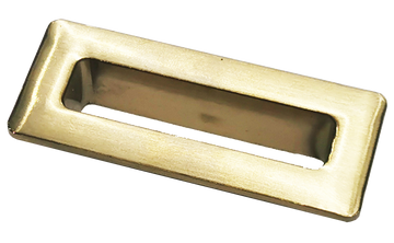 Brushed brass Flauto Overflow Cover by Tuskan Tiles, designed for bathtub overflow protection with a sleek, modern finish.