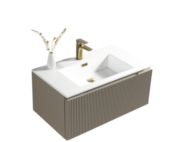 Flauto 800mm Wall Hung Vanity & Matte Basin - Soft Coffee