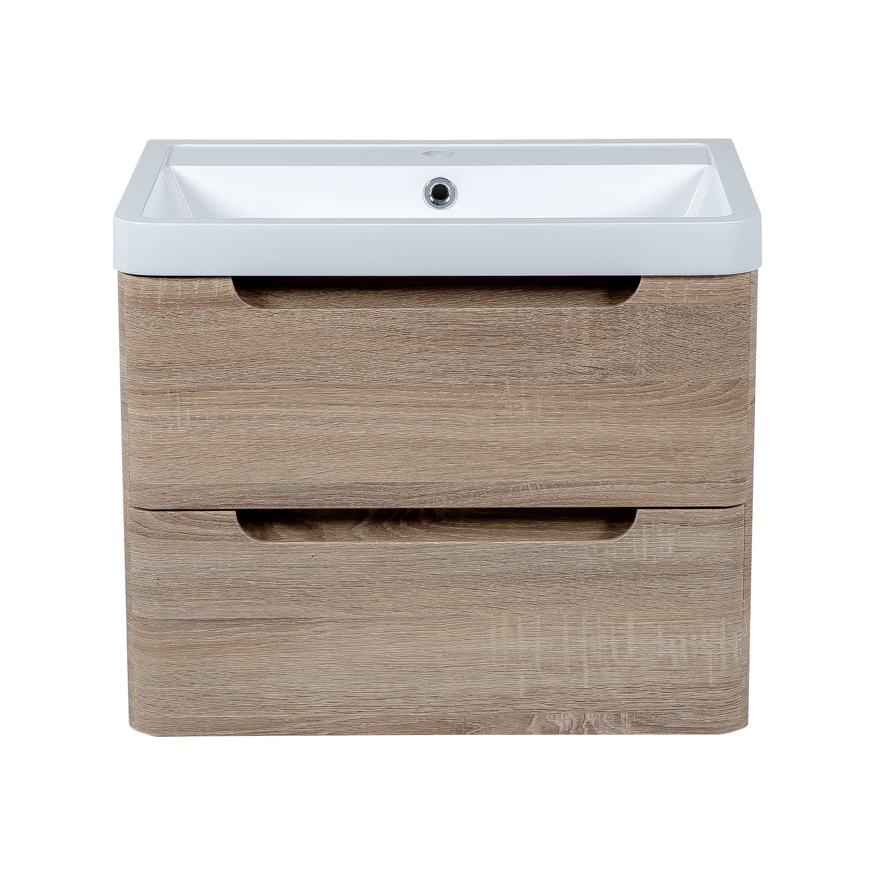 Monza 600mm Vanity Unit & Basin Country Oak - Wall Hung