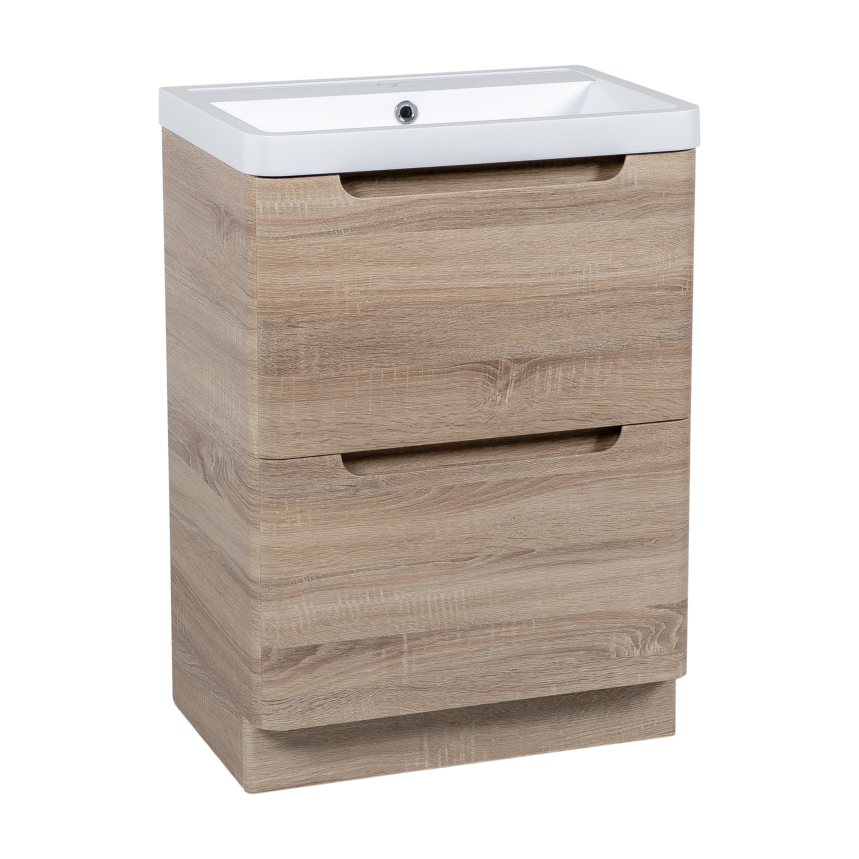 Monza 600mm Vanity Unit & Basin Country Oak - Floor Standing