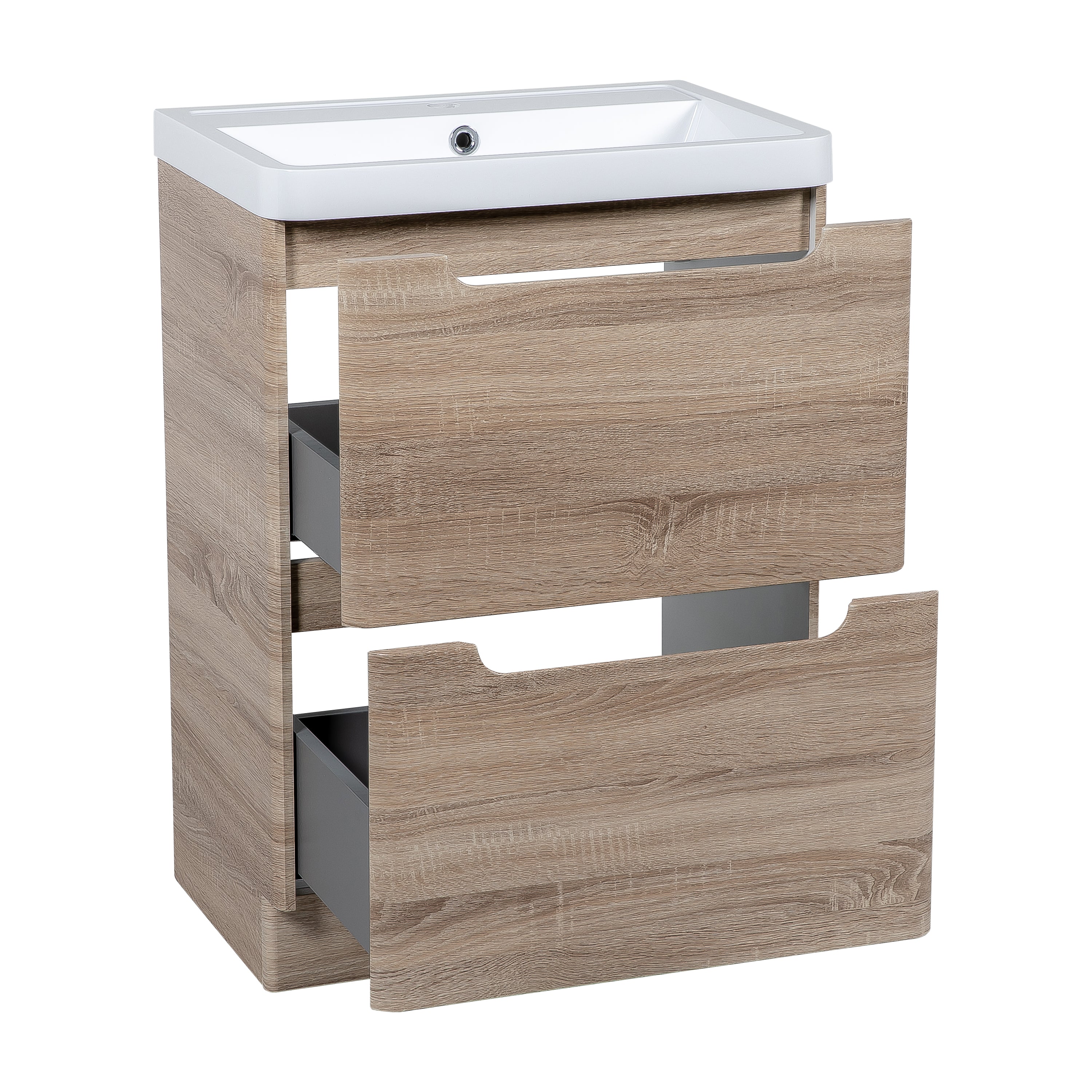 Monza 600mm Vanity Unit & Basin Country Oak - Floor Standing