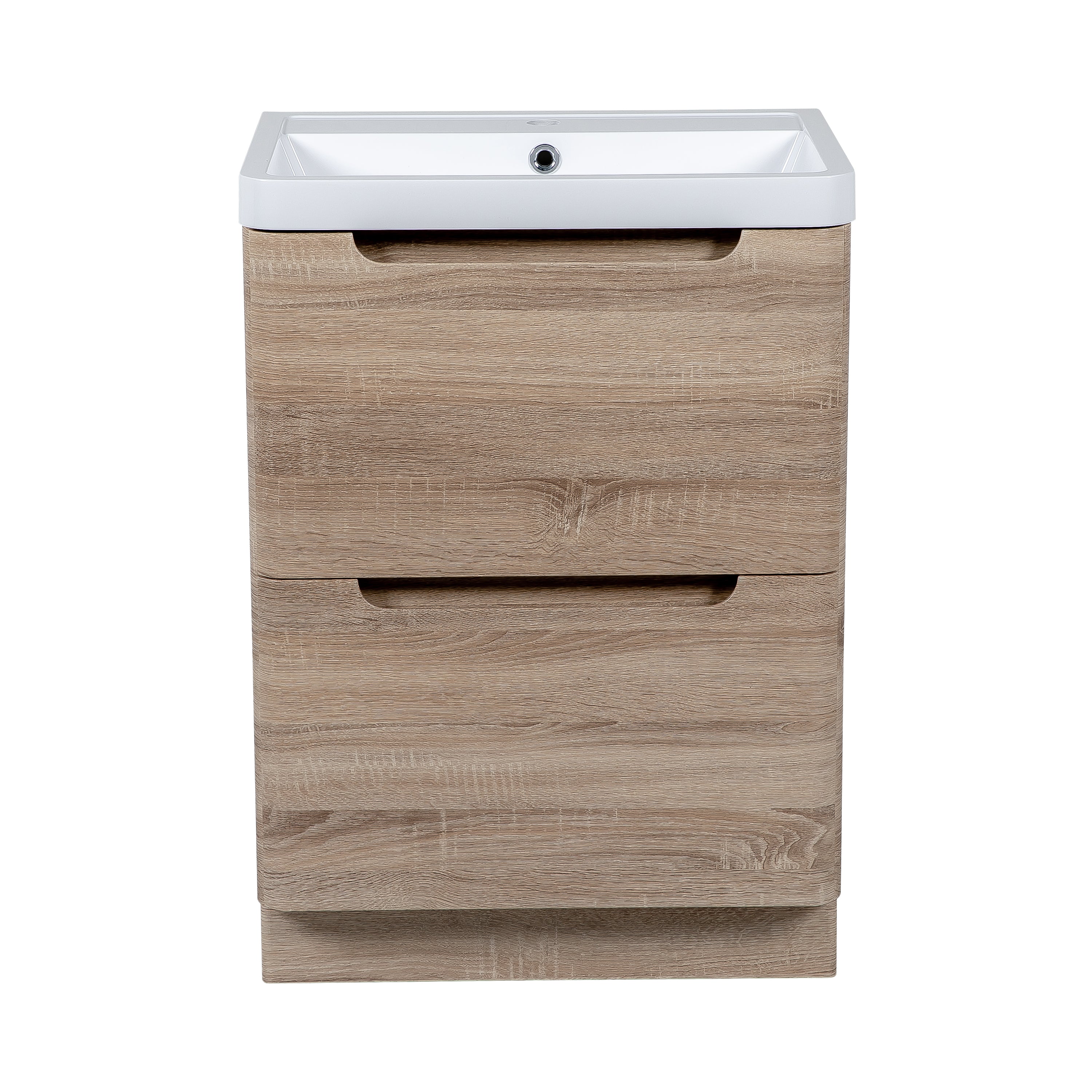 Monza 600mm Vanity Unit & Basin Country Oak - Floor Standing