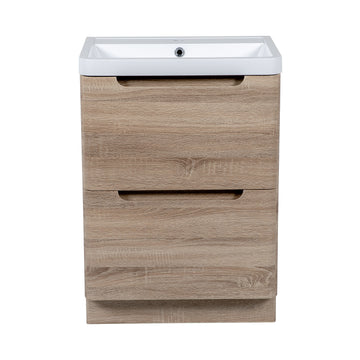 Monza 600mm Vanity Unit & Basin Country Oak - Floor Standing