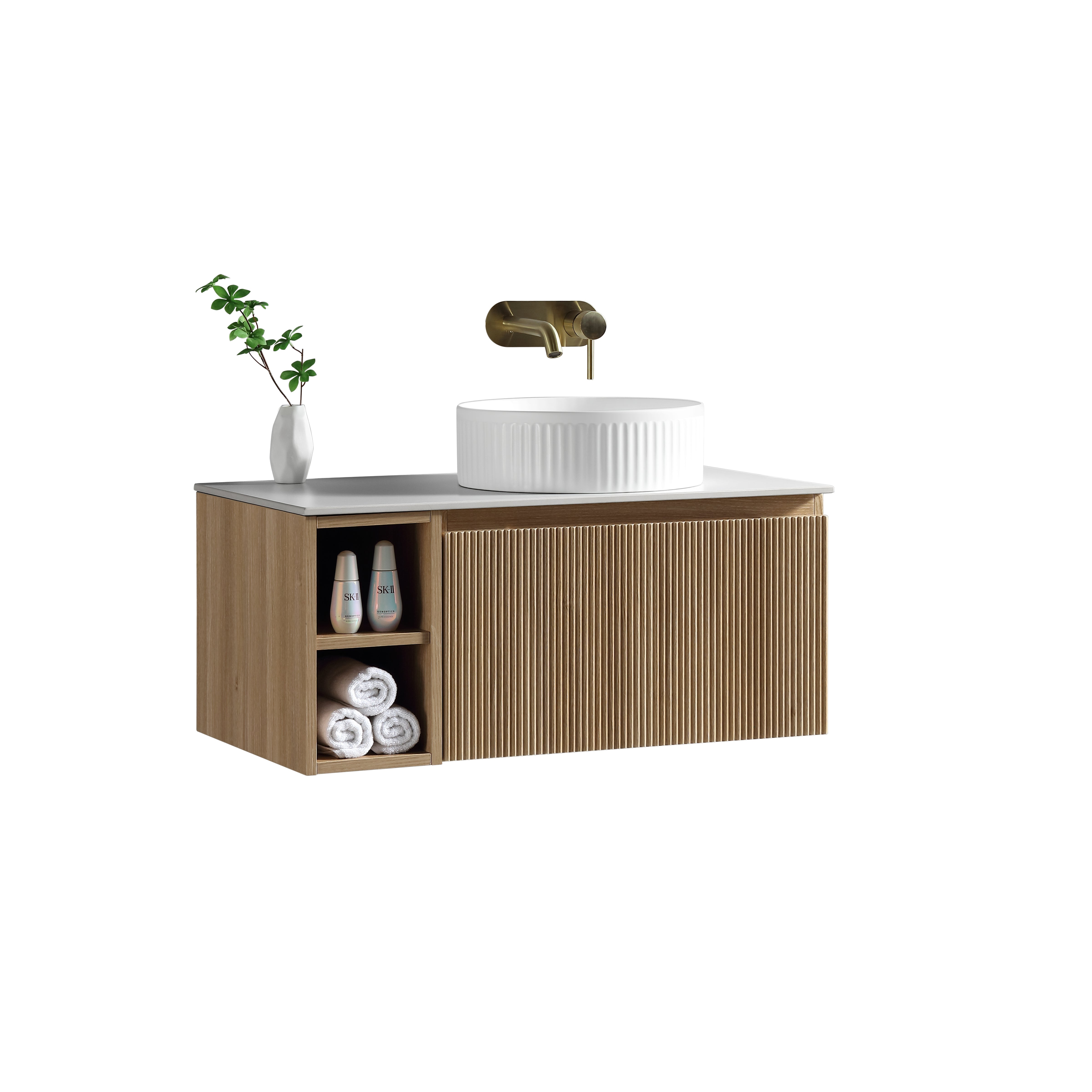 Flauto Fluted Round Countertop Basin – D360 x H115mm