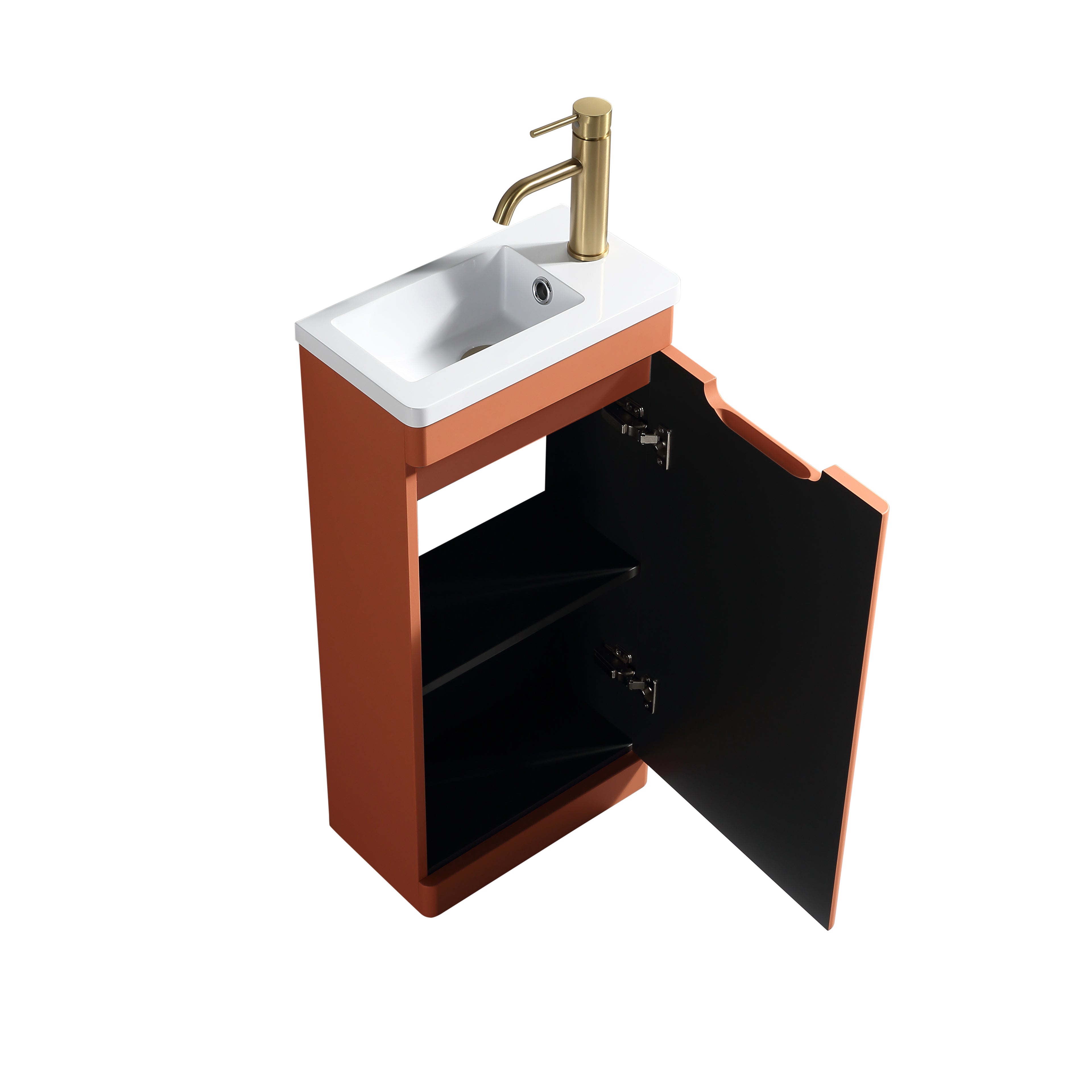 Acerra 400mm Cloakroom Vanity & Basin - Bruciata Orange
