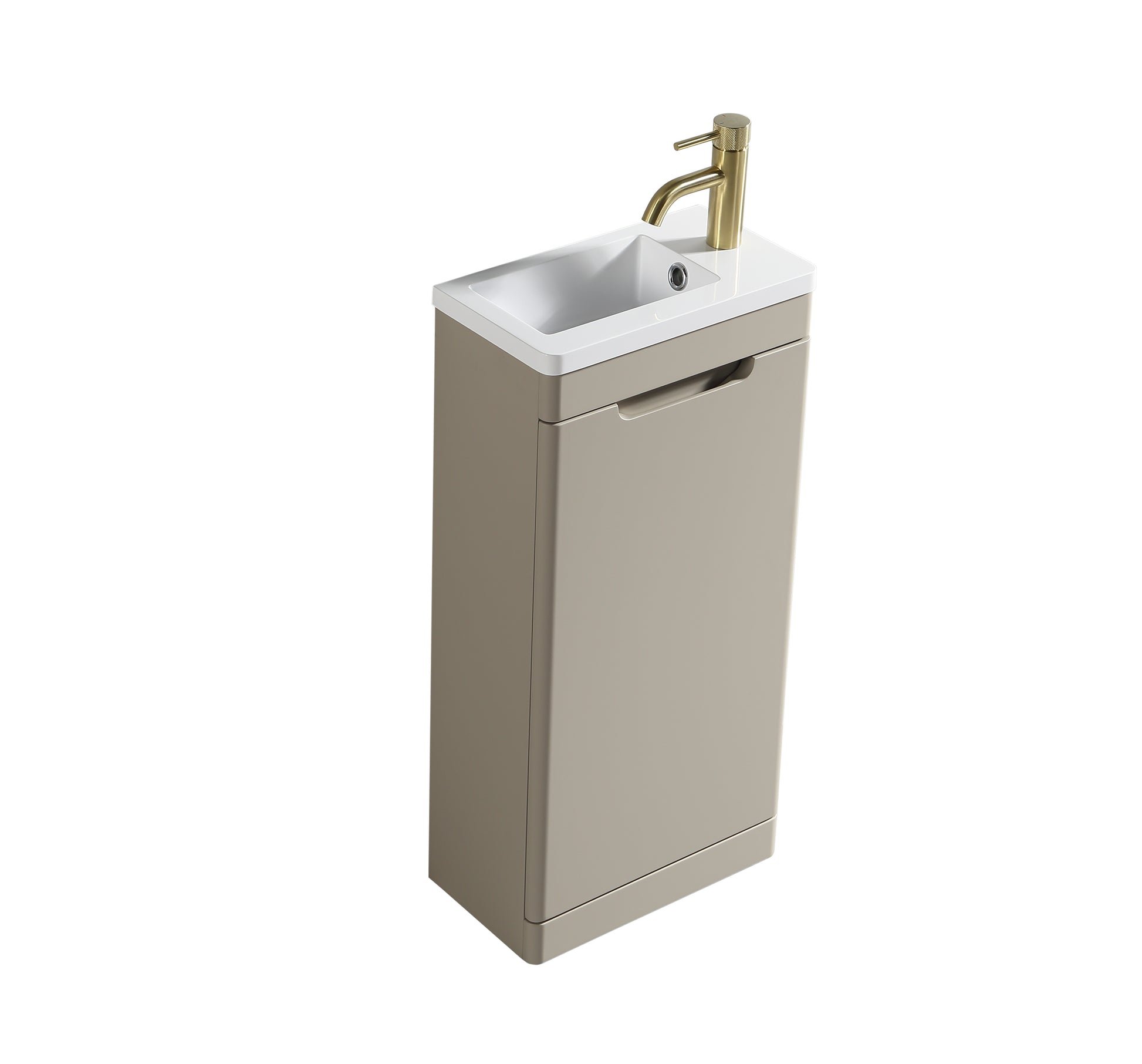 Acerra 400mm cloakroom vanity and basin in soft coffee finish, by Tuskan Tiles, featuring a sleek modern design and smooth surface.
