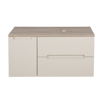 Monza Plus 900mm Fluted Wall Hung Vanity & Counter Top - Warm Oatmeal/Country Oak