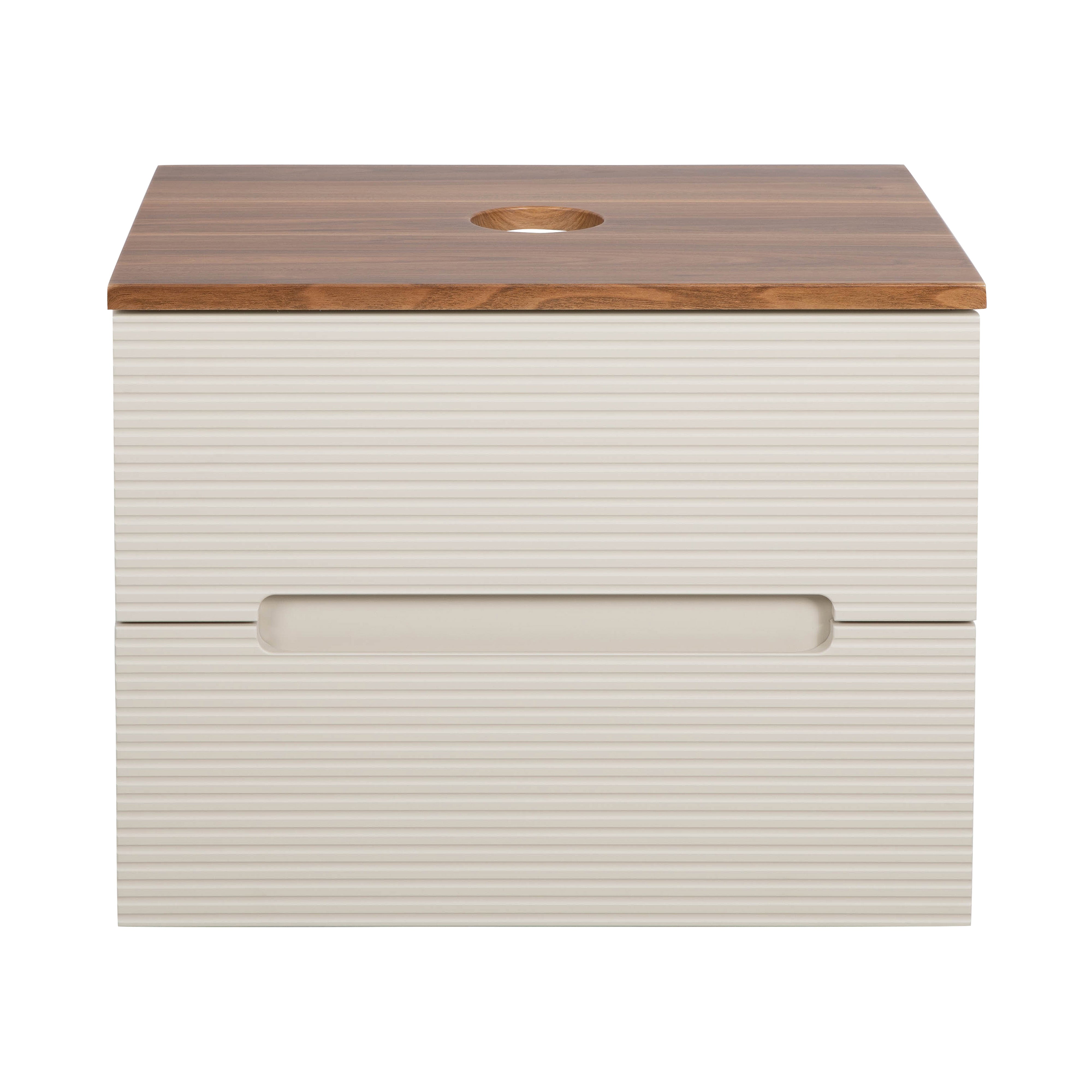 Monza Plus 600mm Fluted Wall Hung Vanity & Counter Top - Warm Oatmeal/Cali Walnut