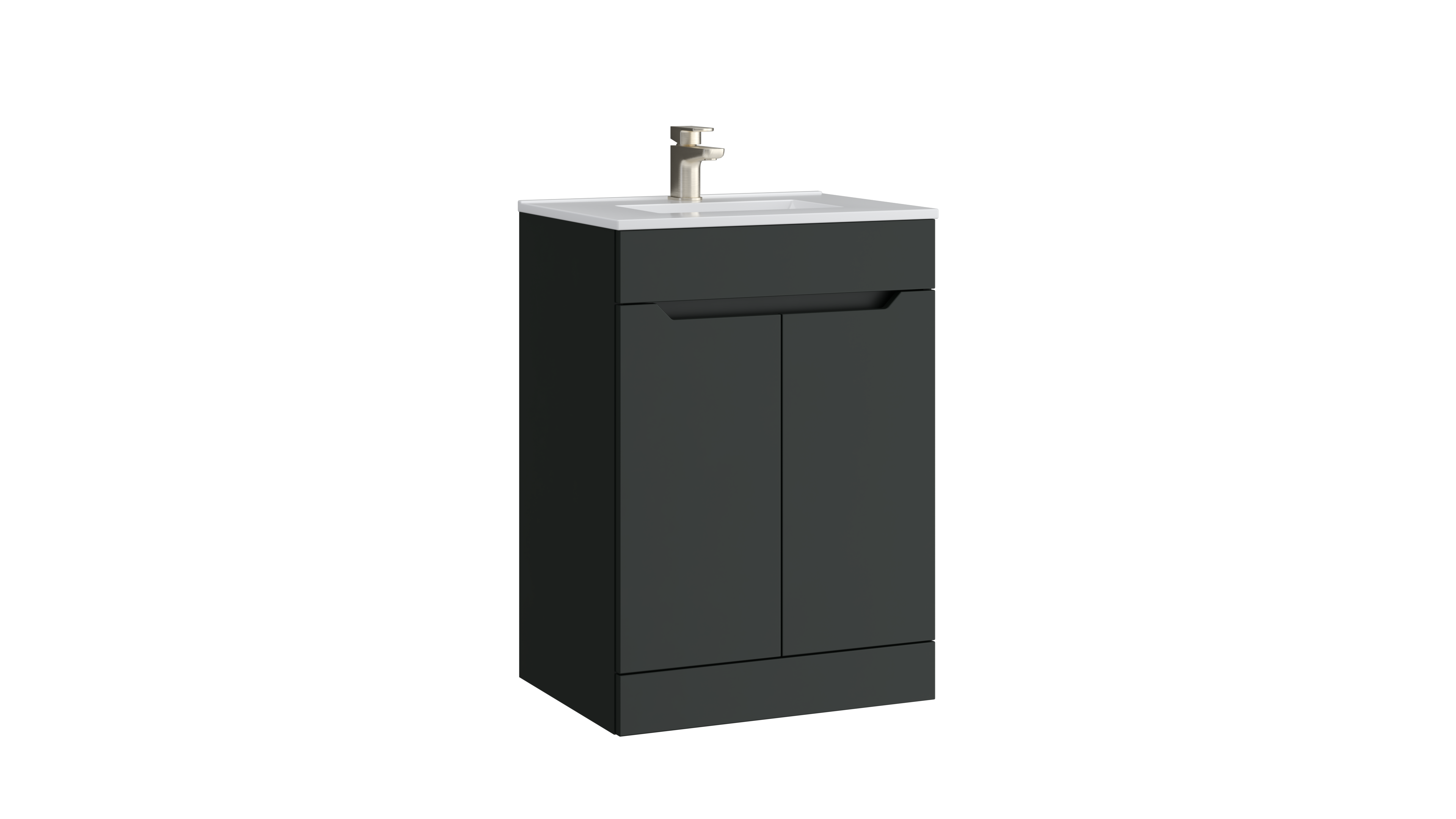 Urban 500mm 2 Door Floor Standing Unit with Ceramic Basin – Matt Anthracite - Tuskan Tiles