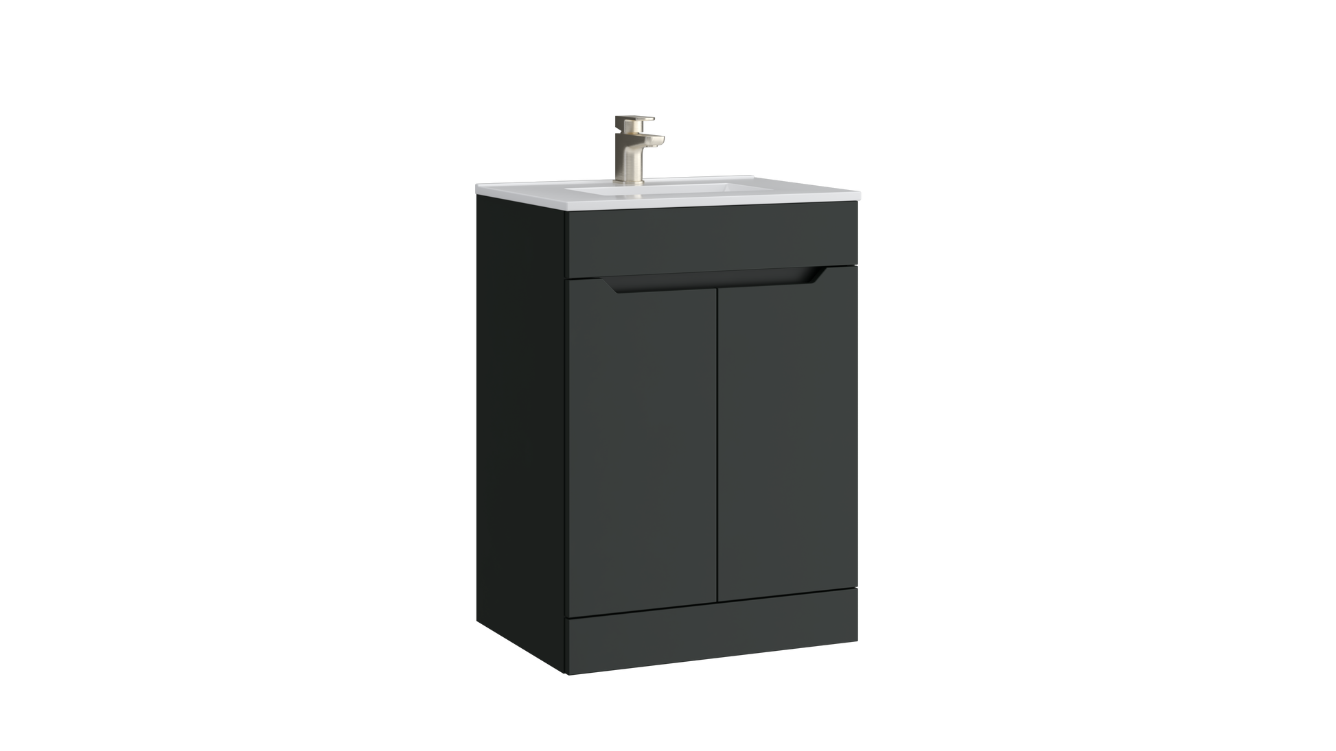 Urban 600mm 2 Door Floor Standing Unit with Ceramic Basin – Matt Anthracite - Tuskan Tiles