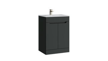 Urban 600mm 2 Door Floor Standing Unit with Ceramic Basin – Matt Anthracite - Tuskan Tiles