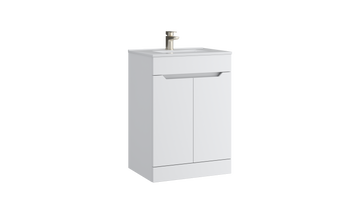 Urban 500mm 2 Door Floor Standing Unit with Ceramic Basin – Matt White - Tuskan Tiles