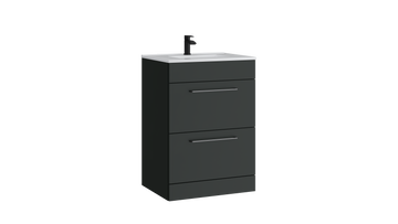 Dove 600mm 2 Drawer Floor Standing Unit with Ceramic Basin – Matt Anthracite - Tuskan Tiles