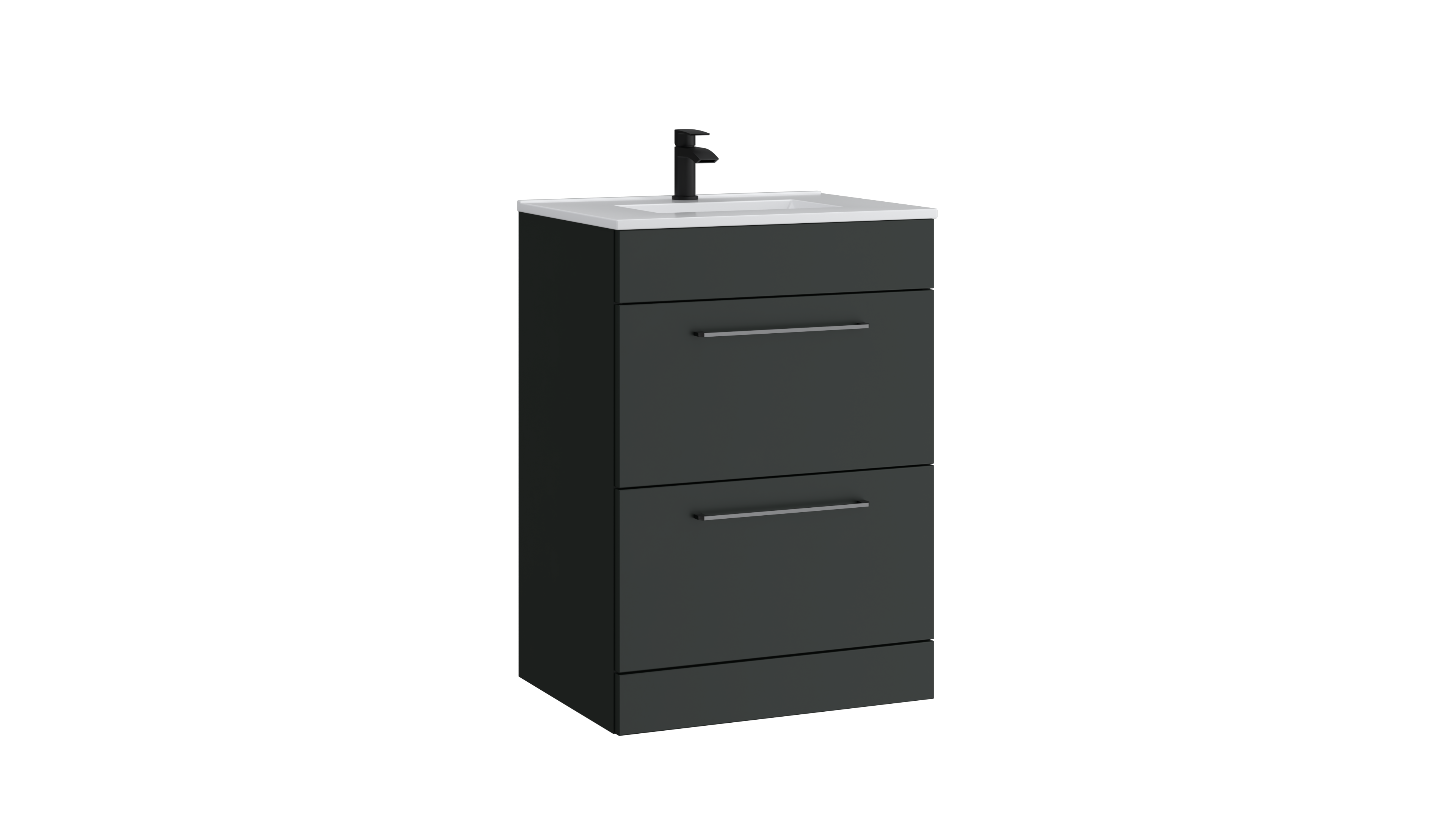 Dove 600mm 2 Drawer Floor Standing Unit with Ceramic Basin – Matt Anthracite - Tuskan Tiles