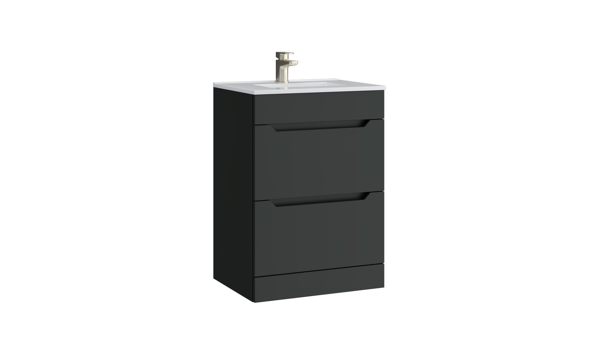 Urban 600mm 2 Drawer Floor Standing Unit with Ceramic Basin – Matt Anthracite - Tuskan Tiles