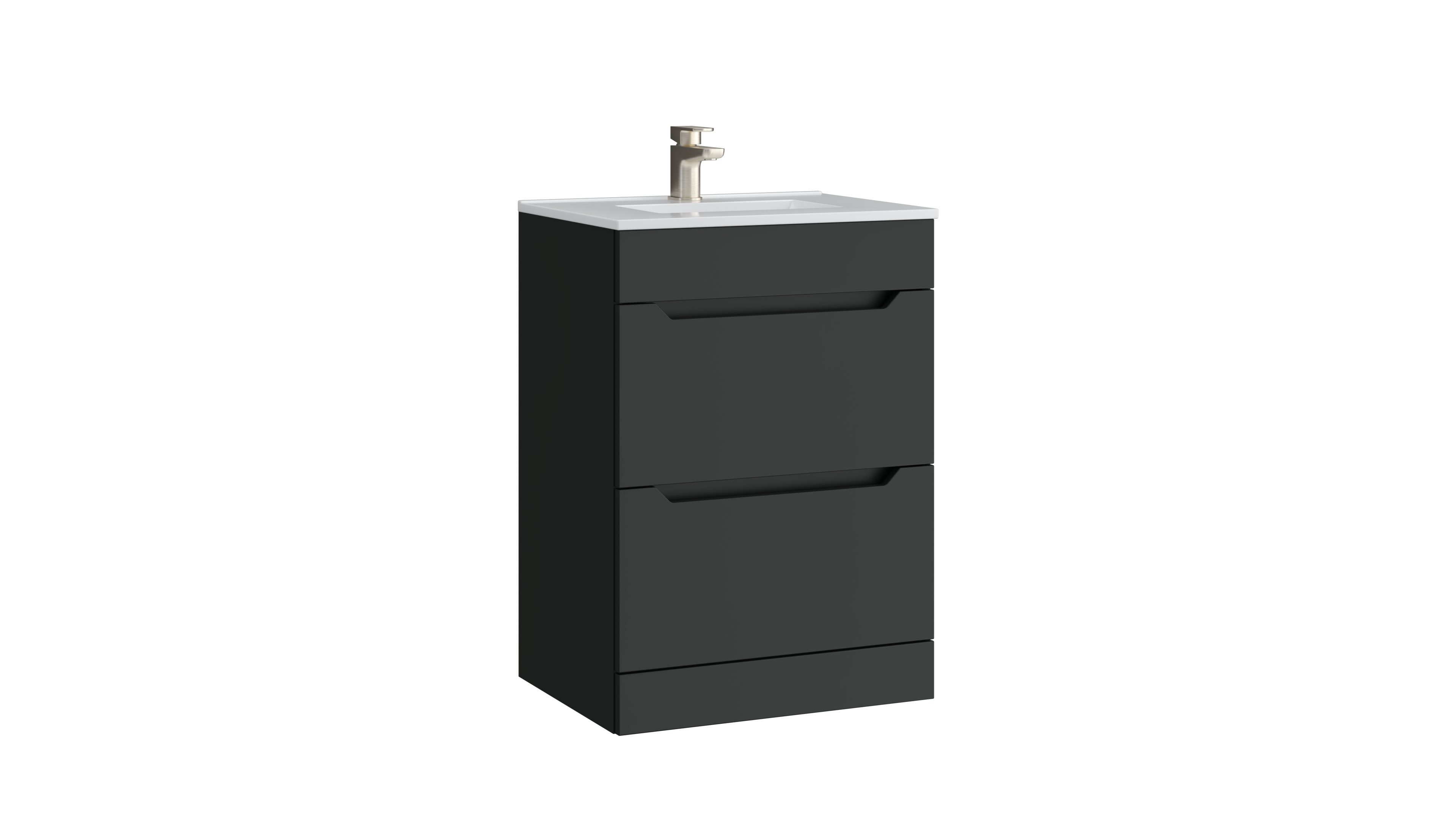 Urban 600mm 2 Drawer Floor Standing Unit with Ceramic Basin – Matt Anthracite - Tuskan Tiles