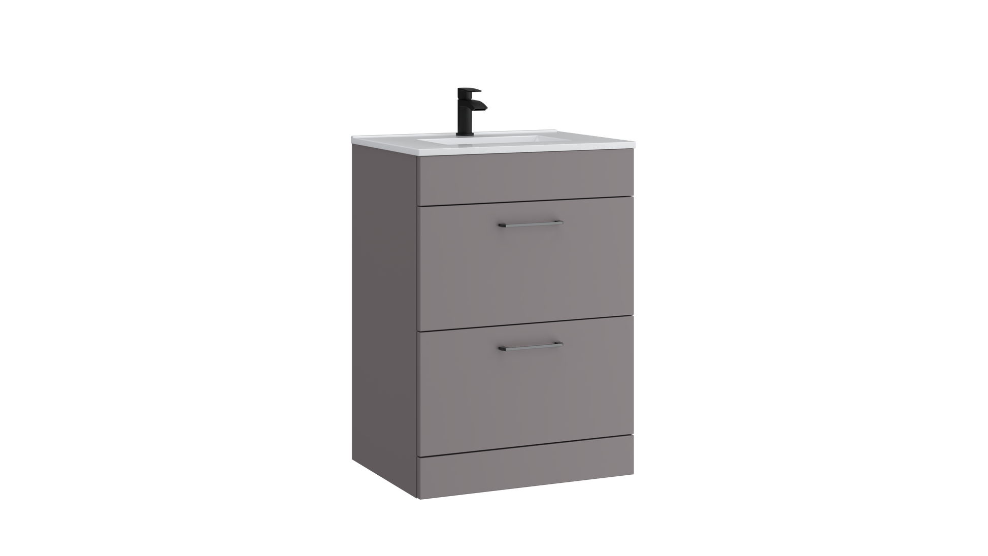 Dove 600mm 2 Drawer Floor Standing Unit with Ceramic Basin – Slate Grey - Tuskan Tiles