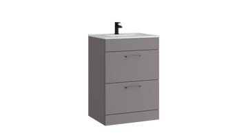 Dove 600mm 2 Drawer Floor Standing Unit with Ceramic Basin – Slate Grey - Tuskan Tiles